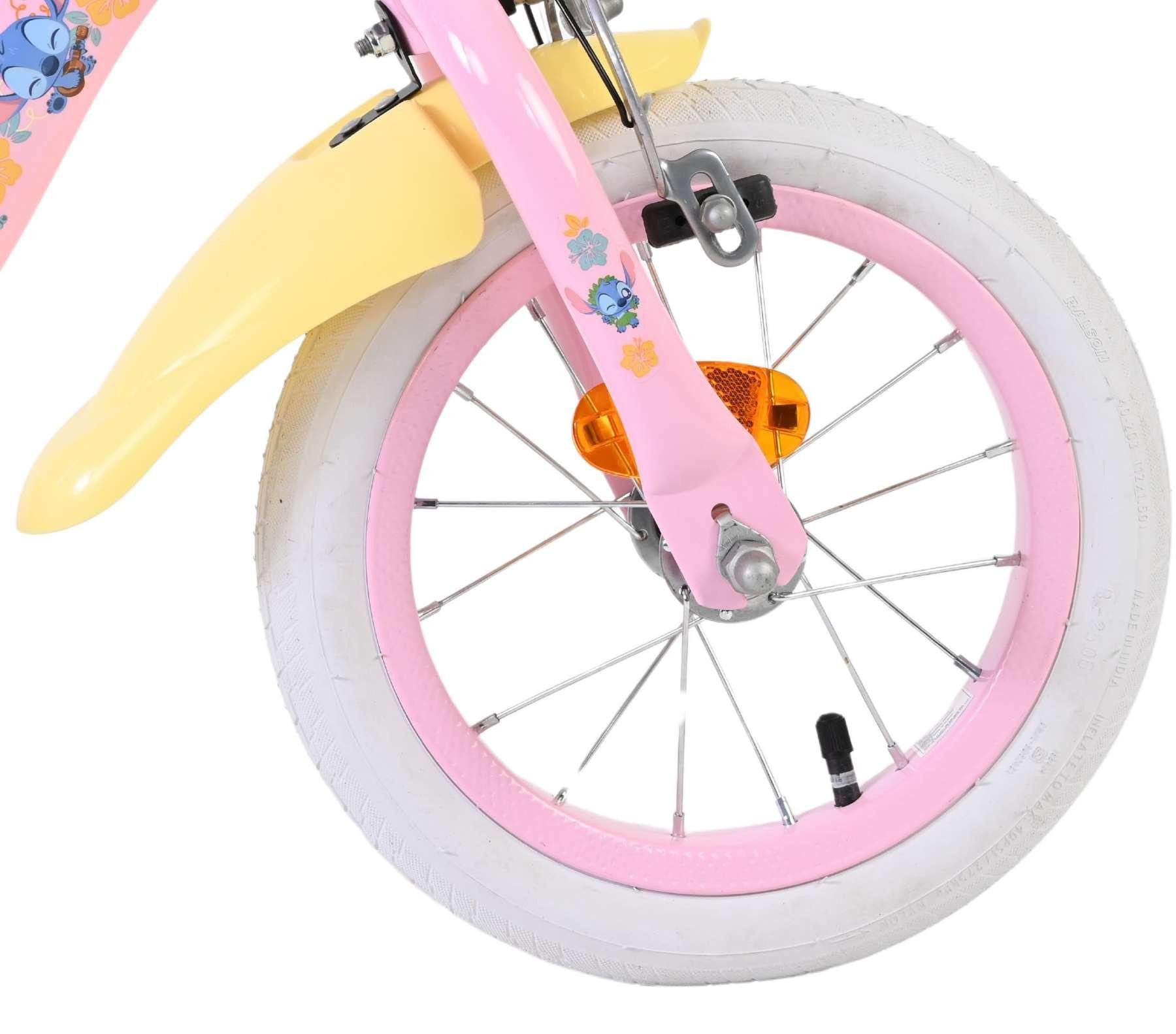 Volare Kinderfahrrad Koala Mädchen 12 Zoll Rosa mit zwei Handbremsen und Korb, Stützräder, Klingel, höhenverstellbarer Sattel