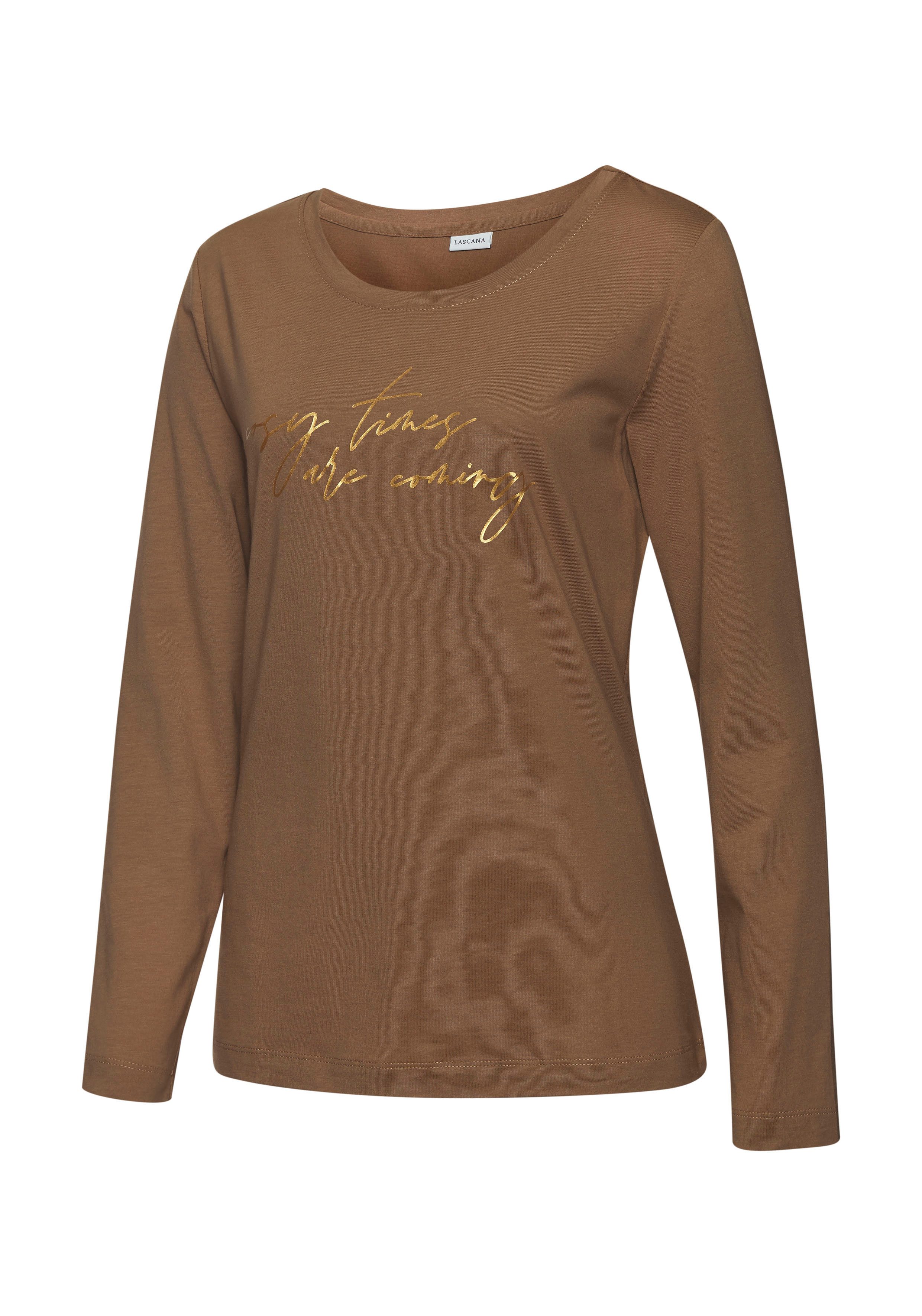 LASCANA Pyjamaoberteil mit Folienprint