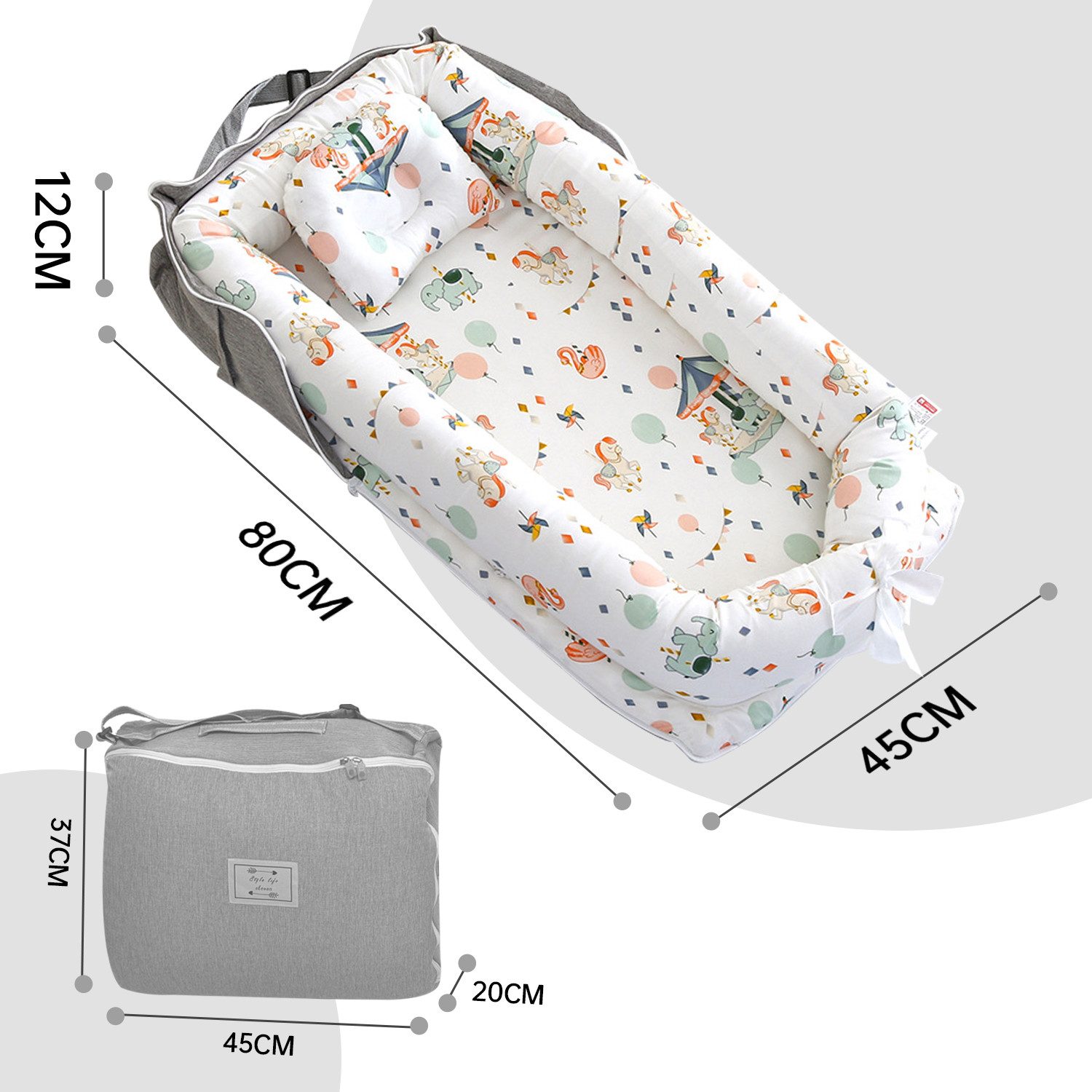 SEHAUSEU Kuschelnest Kuschelnest Bettnestchen Babylounge Babykokon Handtaschendesign, Wickelauflage