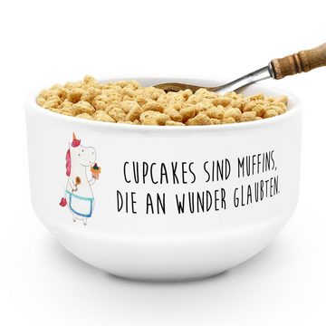 Mr. & Mrs. Panda Müslischale Einhorn Küche - Weiß - Geschenk, Pegasus, Bäckerin, Unicorn, Salatsch, Keramik, (1-tlg), Liebevolles Design
