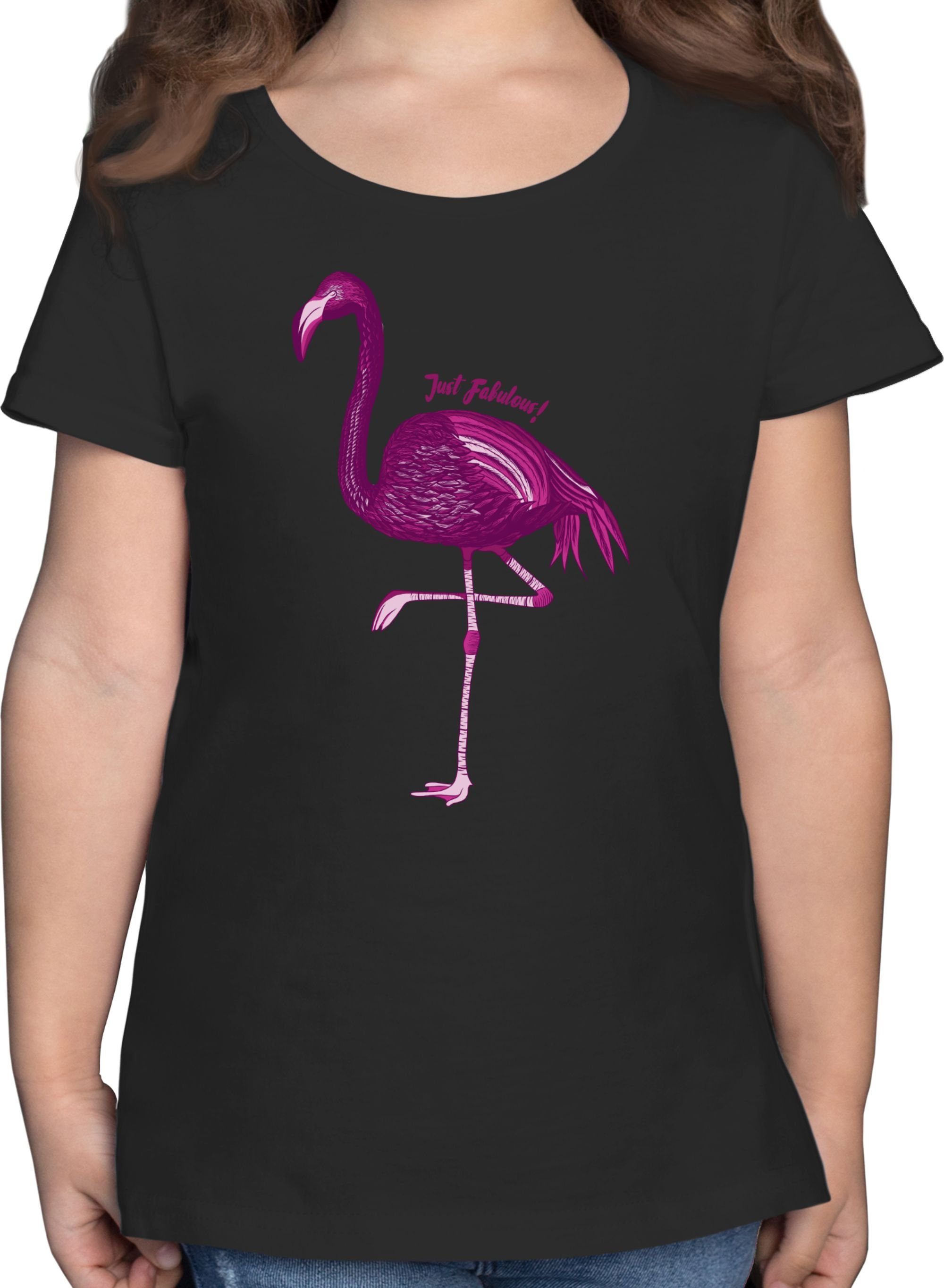 Shirtracer T-Shirt Flamingo - Just Fabulous Tiermotiv Animal Print 3 Schwarz