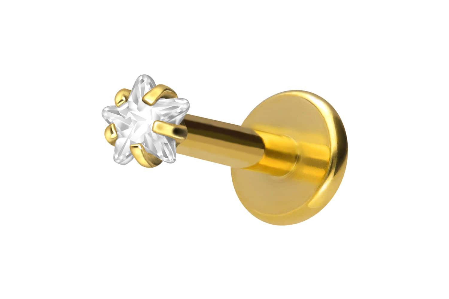 PIERCINGLINE Piercing-Set Titan Labret mit Innengewinde EINGEFASSTER KRISTALLSTERN (Labrets, 1-tlg)