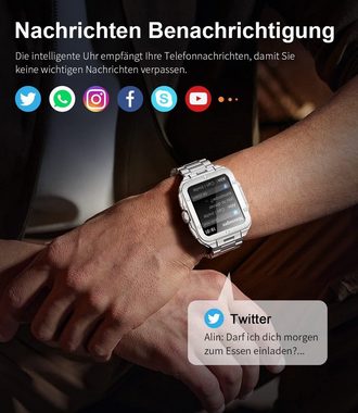 Lige Bluetooth Anruf Herren's Smartwatch (1,85 Zoll, Android/iOS), Mit Sport Fitness Tracker Herzfrequenz Schlaf Gesundheit Monitor