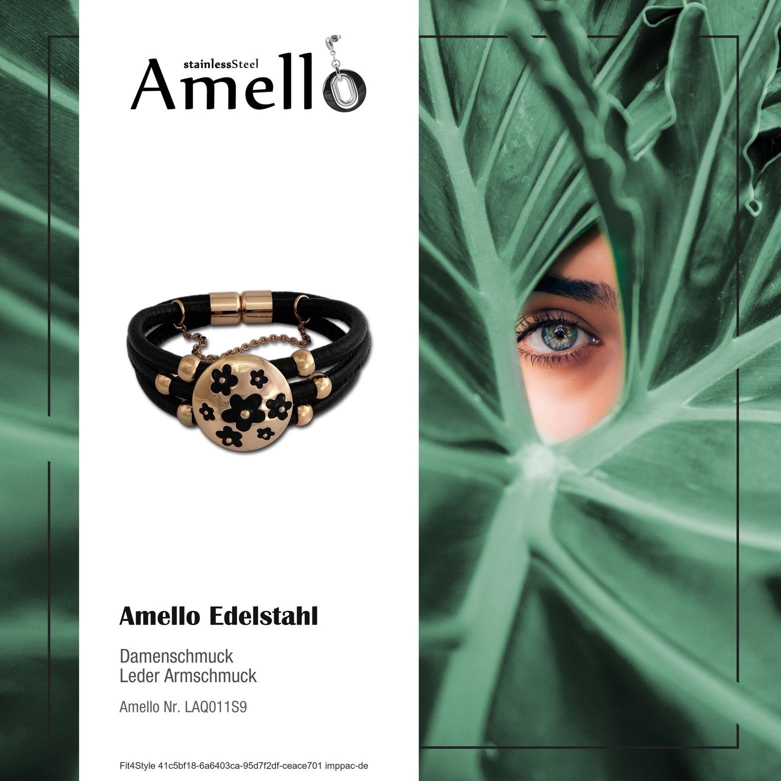 Amello Damen Armband Amello Damen vergoldet Blumen Armband Edelstahlarmband Steel), (Roségol (Blumen) Edelstahl (Stainless Leder (Armband),