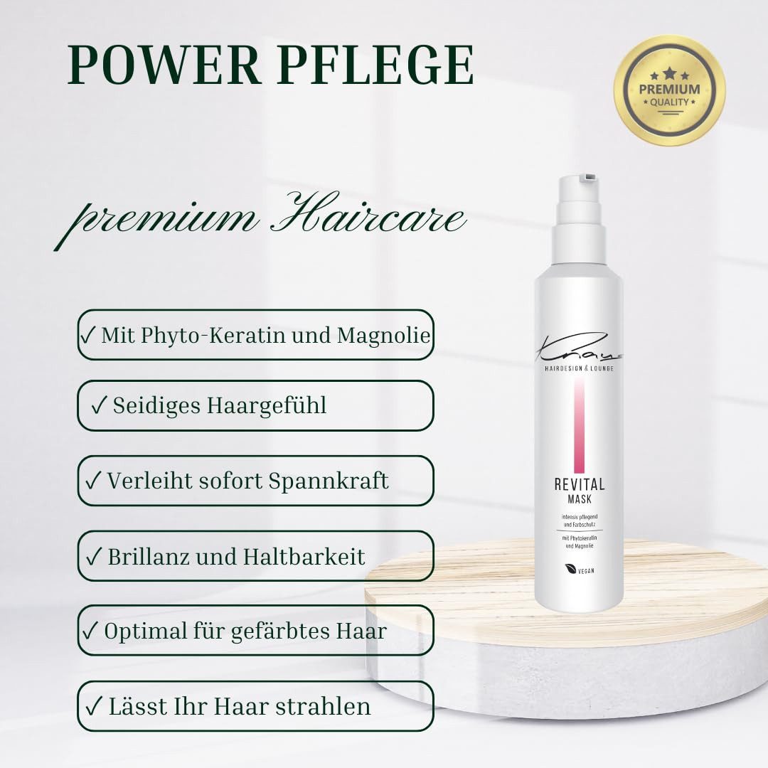 Knaus Hairdesign Haarmaske REVITAL Haarmaske für beanspruchtes coloriertes, gesträhntes Haar, Phyto-Keratin und Magnolie
