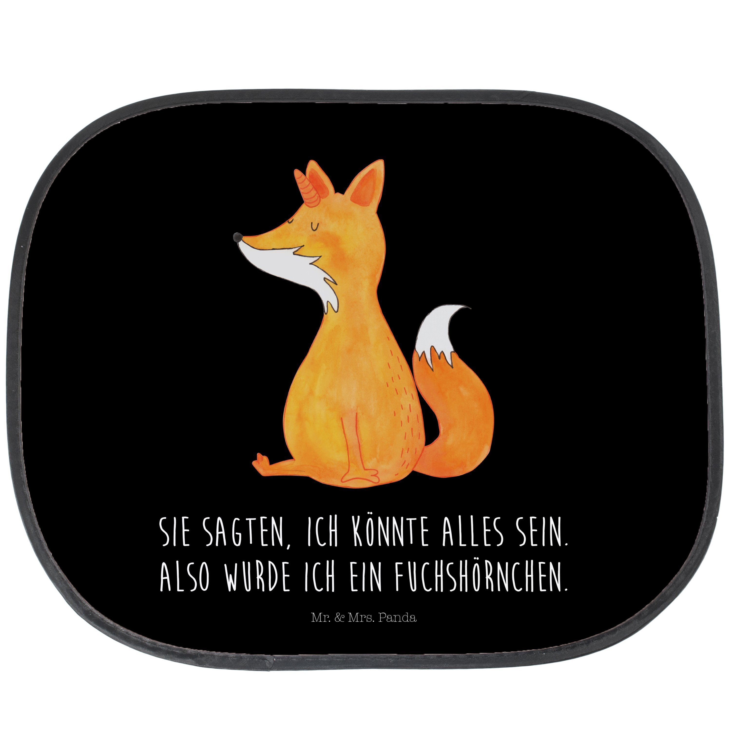 Sonnenschutz Fuchshörnchen - Schwarz - Geschenk, Sonnenschutzfolie, Einhorn Deko, Mr. & Mrs. Panda, Seidenmatt