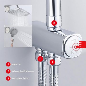 GAOZHI Duschsystem Regendusche Duschset ohne Armatur Edelstahl mit Ablage, 30 x 20 cm Duschkopfs und 5Funktions Handbrause Verstellbares 60–107cm