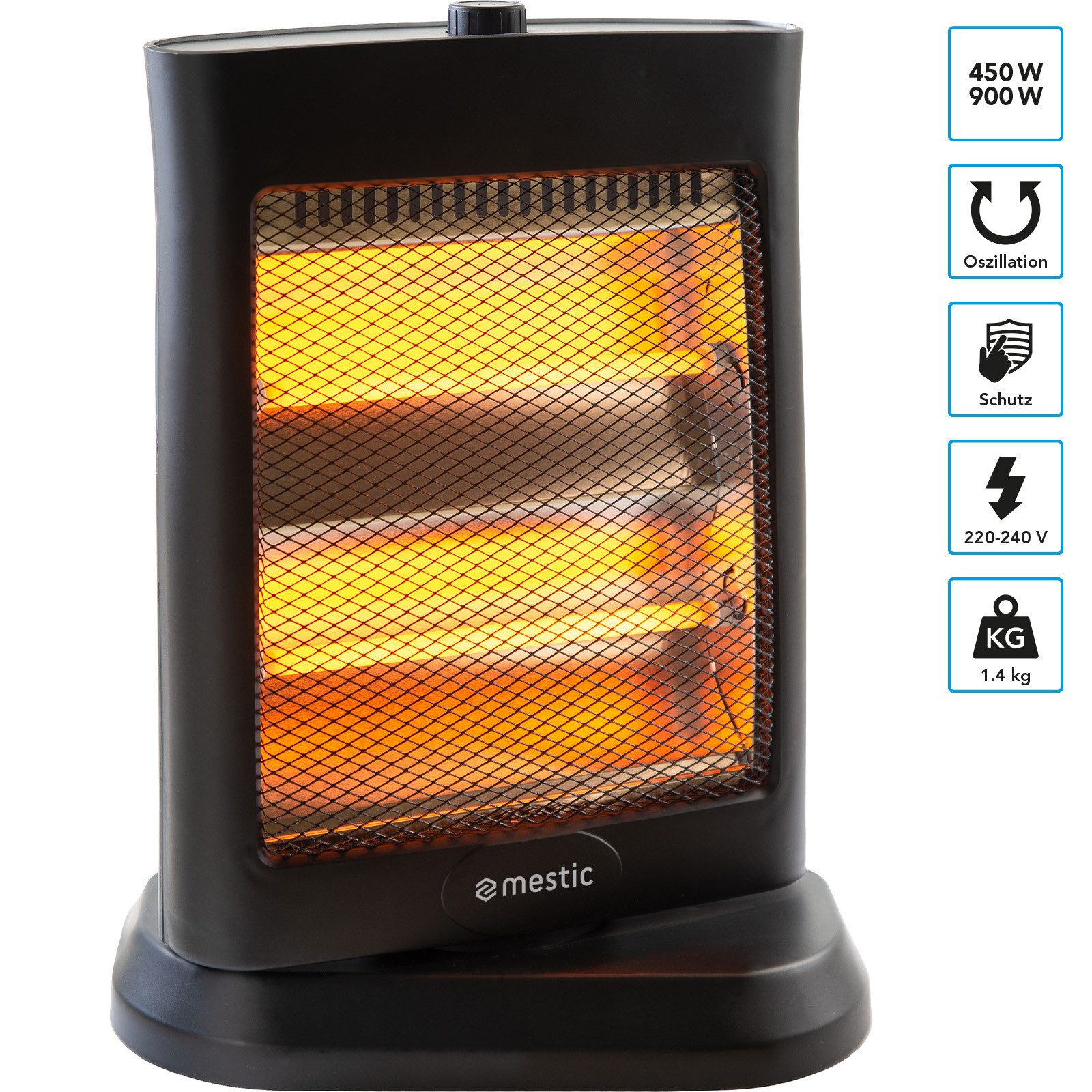 Mestic Heizlüfter Quarz Heizstrahler MQK-250 Camping Halogen, Elektro Stand günstig online kaufen