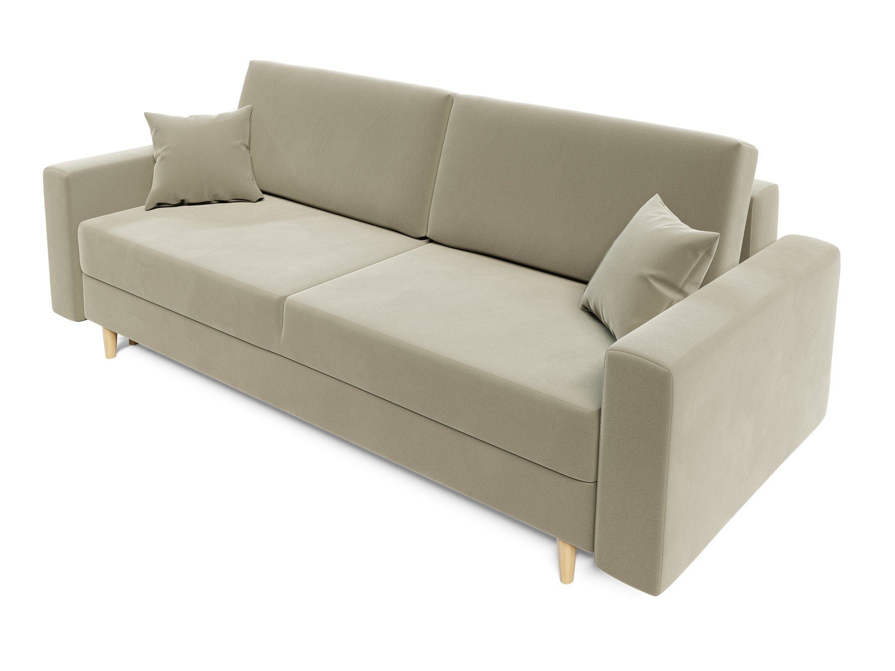 60er BELLA mit Style Sofa 3-Sitzer Möbel Schlafsofa Schlaffunktion, Rundumbezug, Creme Fun Designersofa