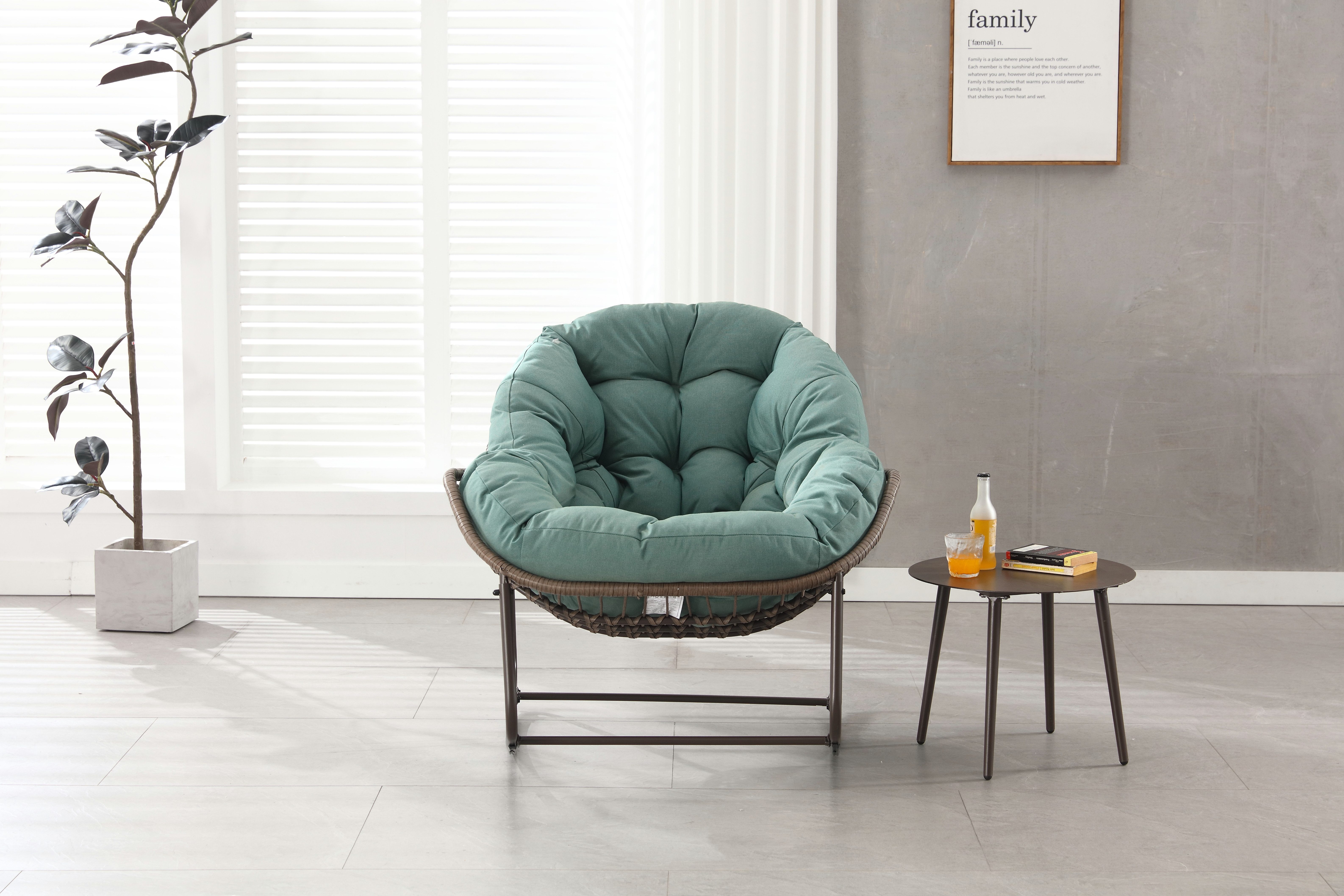 Fine Life Pro Schaukelsessel Rattan-Schaukelstuhl, gepolsterter Schaukel- und Relaxsessel