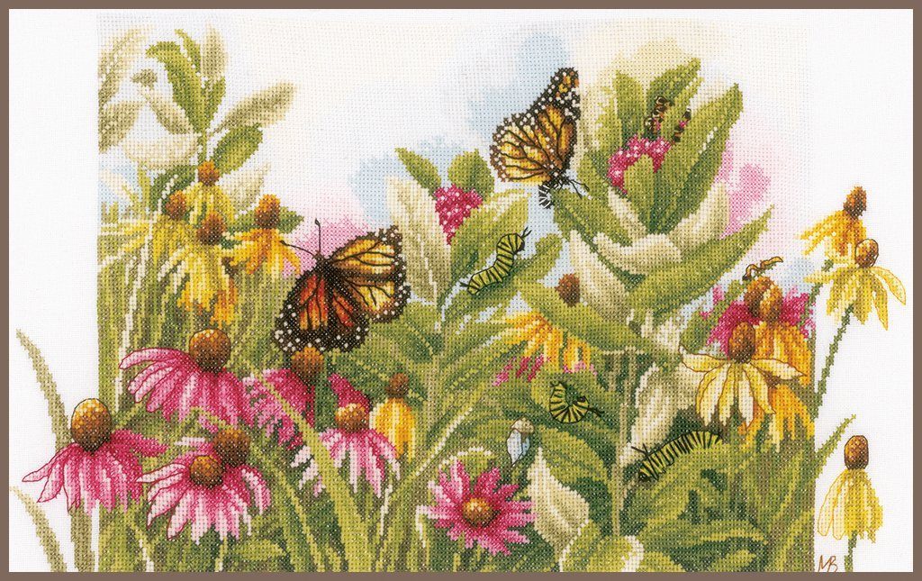Lanarte Kreativset Lanarte Zählmusterpackung Sonnenhüte und Schmetterlinge, (Set, embroidery Kit), Made in Europe