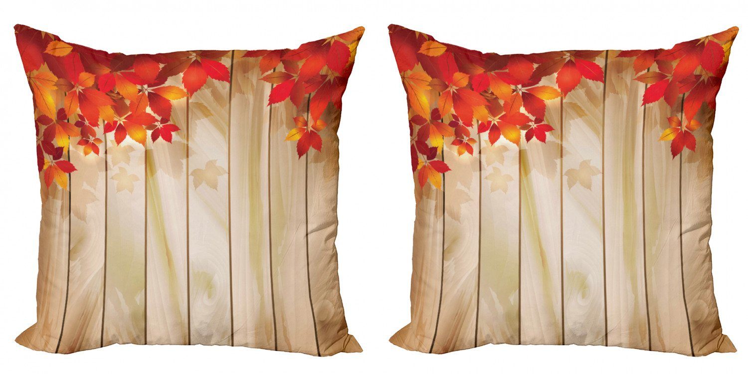 Kissenbezüge Modern Accent Doppelseitiger Digitaldruck, Zaun Töne Blätter (2 Herbst-orange Abakuhaus Stück)