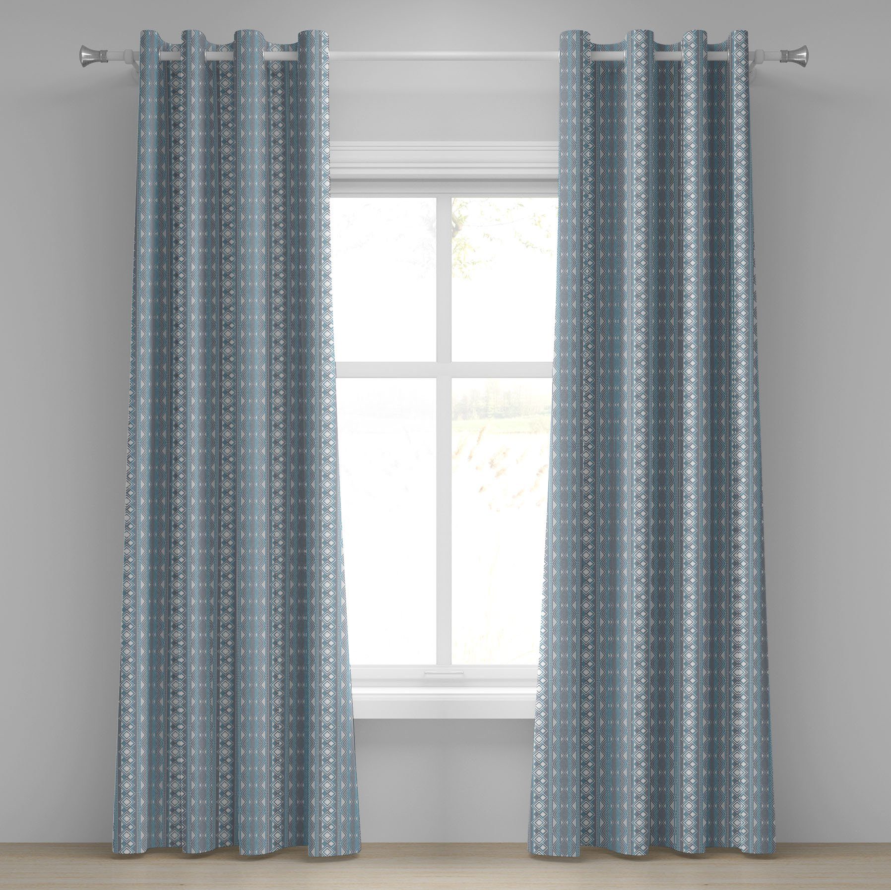 Gardine Dekorative 2-Panel-Fenstervorhänge für Schlafzimmer Wohnzimmer, Abakuhaus, marokkanisch Geometrische Border Dots