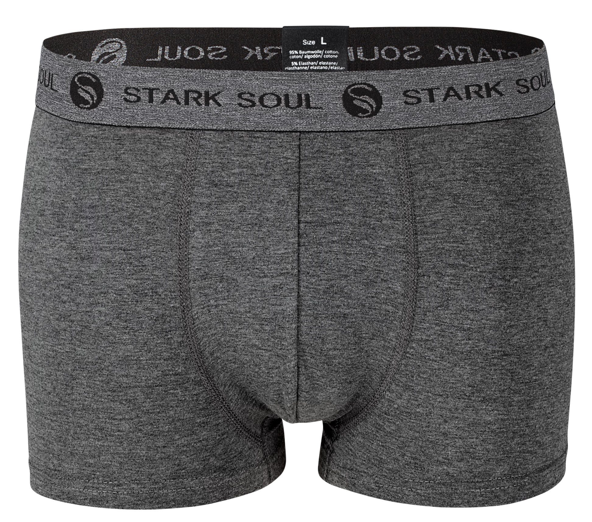 Stark Soul® Boxershorts Herren Boxershorts, Pack, Grau-Melange Baumwoll-Unterhosen im 6er Hipster 6er-Pack