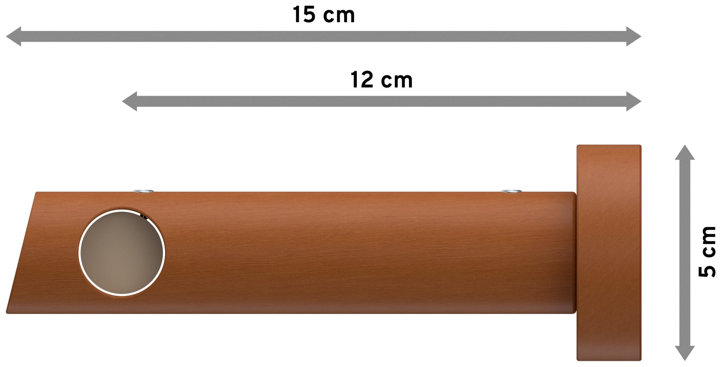 INTERDECO Gardinenstange Talena Bero, Ø 20 mm, 1-läufig, Fixmaß, kürzbar, Wandmontage, Deckenmontage, Holz, Kirschbaum