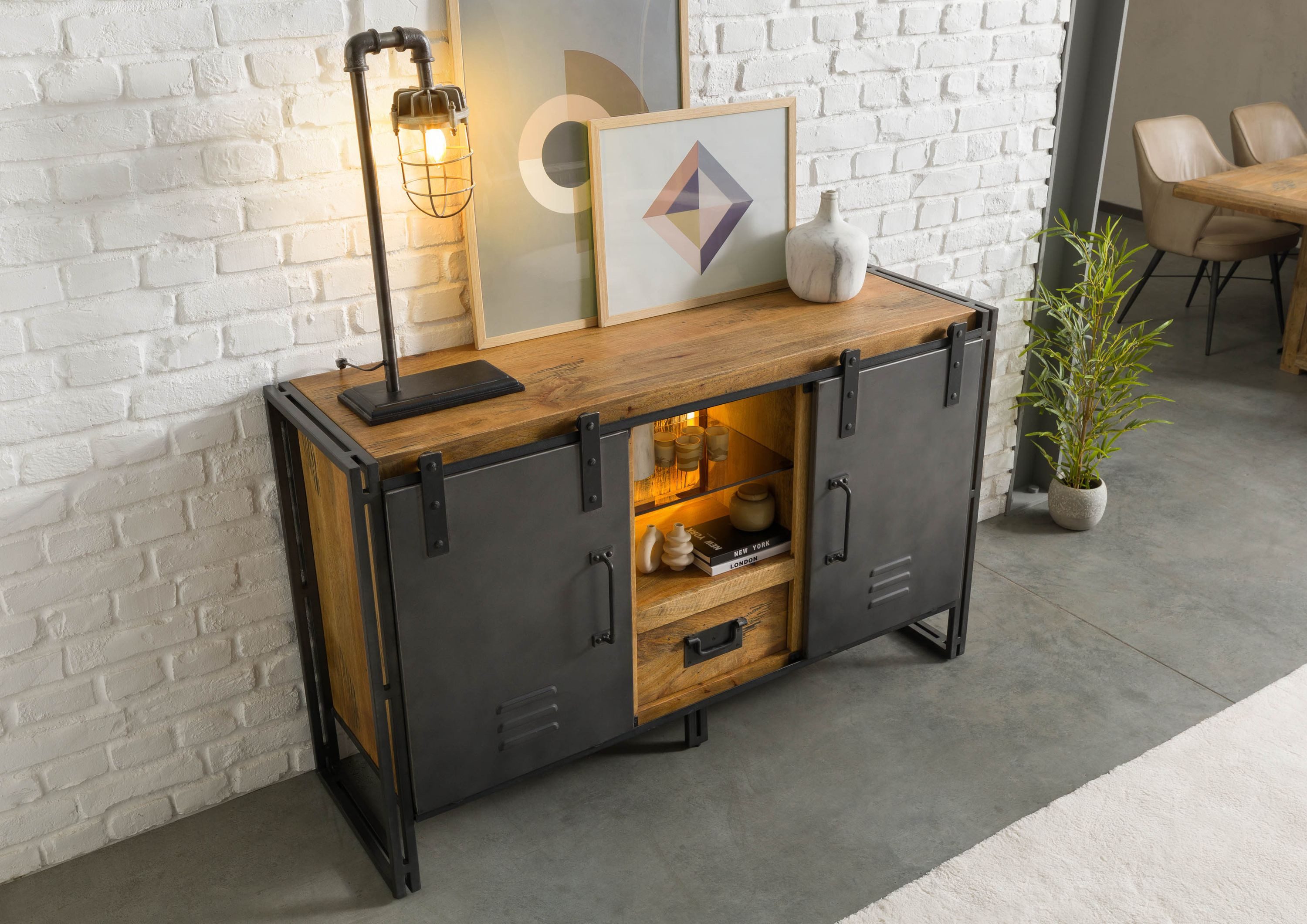Massivmoebel24 Sideboard BLACKBURN LUX (Massivholz)