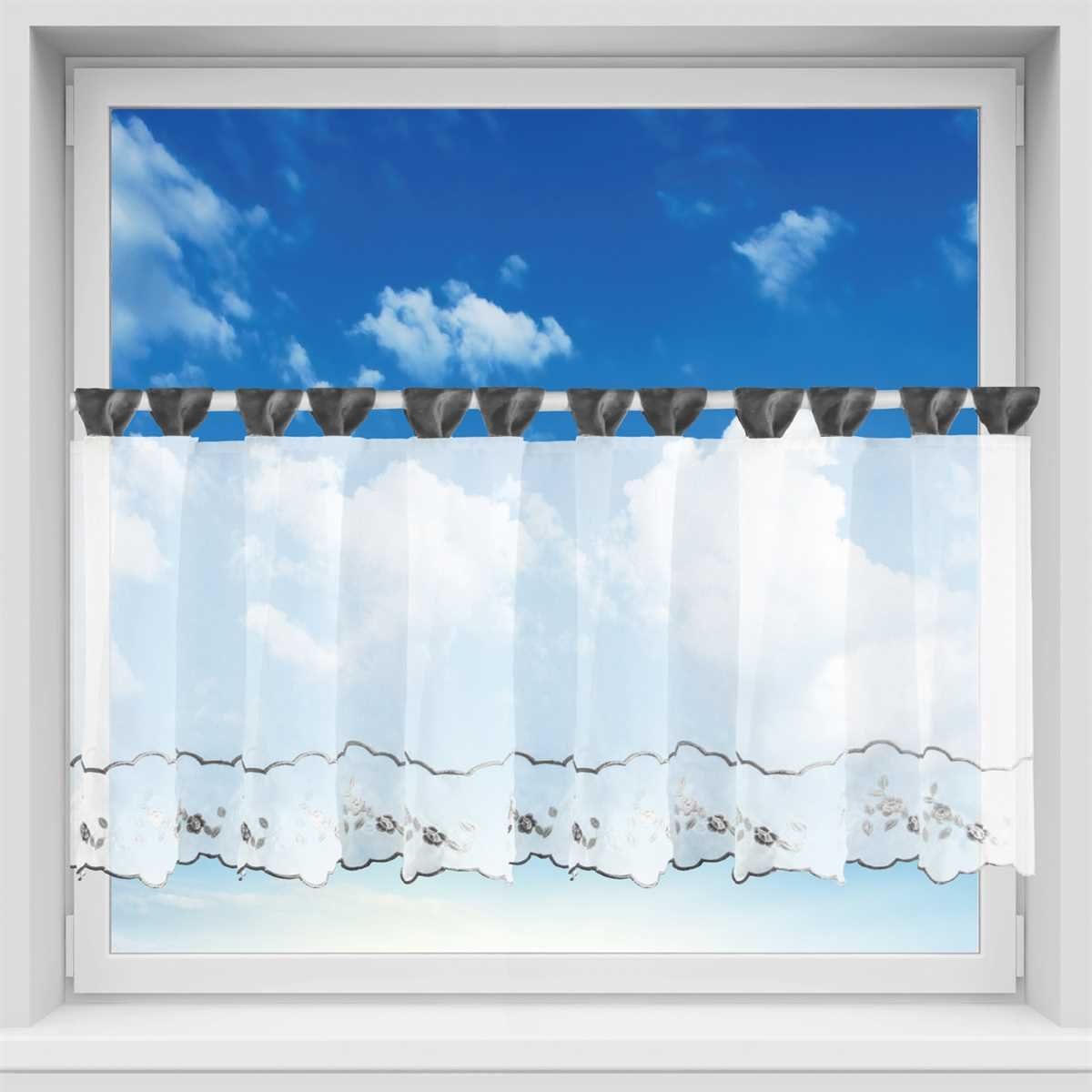 Vorhang, Arsvita, Schlaufen, transparent, Voile, Bistrogardine mit Schlaufen, Transparente Küchengardine 150cm x 45cm (BxL)