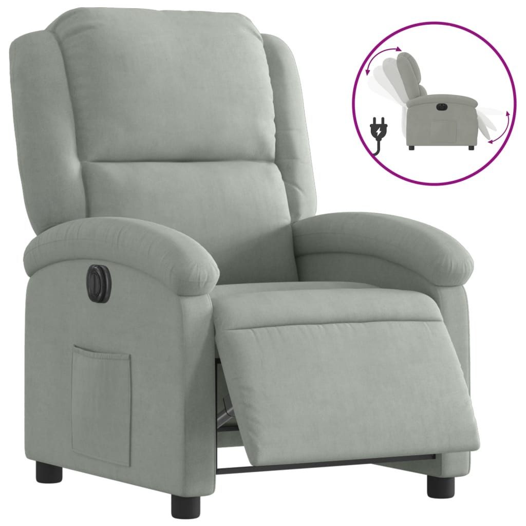 vidaXL Sessel Relaxsessel Elektrisch Hellgrau Samt günstig online kaufen