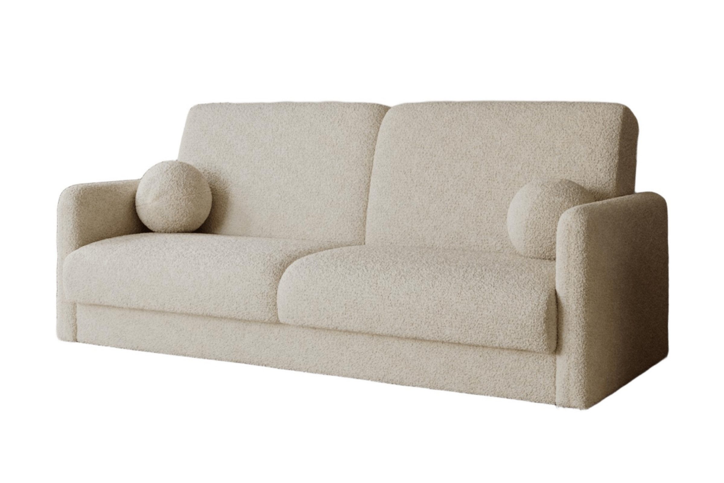 Deine Möbel 24 Schlafsofa CLASSY Sofa mit Bettkasten, Bouclé Stoff, ausziehbar, Set 1 Teile, inkl. Kissen, Bettkasten und Schlaffunktion