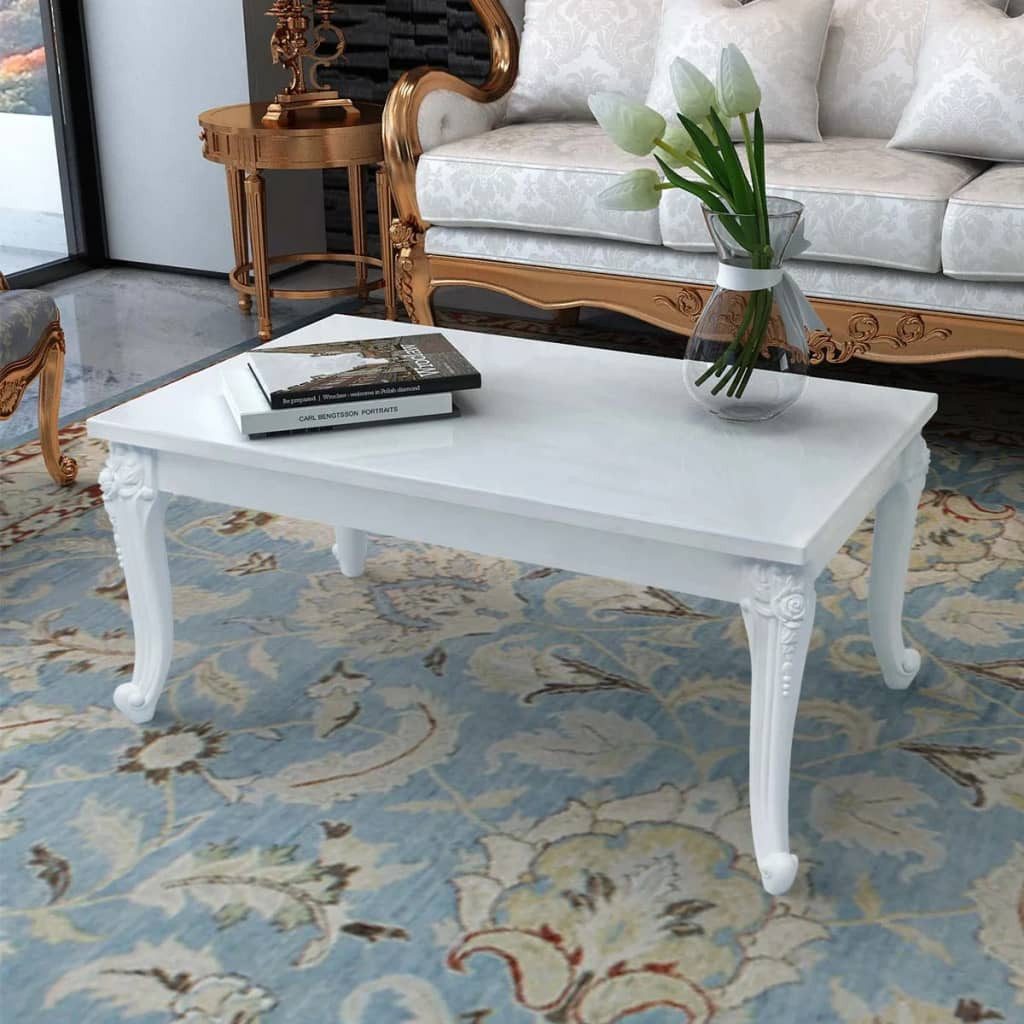 furnicato Couchtisch Hochglanz-100 x 60 x 42 cm in Hochglanz-Weiß (1-St), Pflegeleichter Beistelltisch mit MDF-Platte für das Wohnzimmer