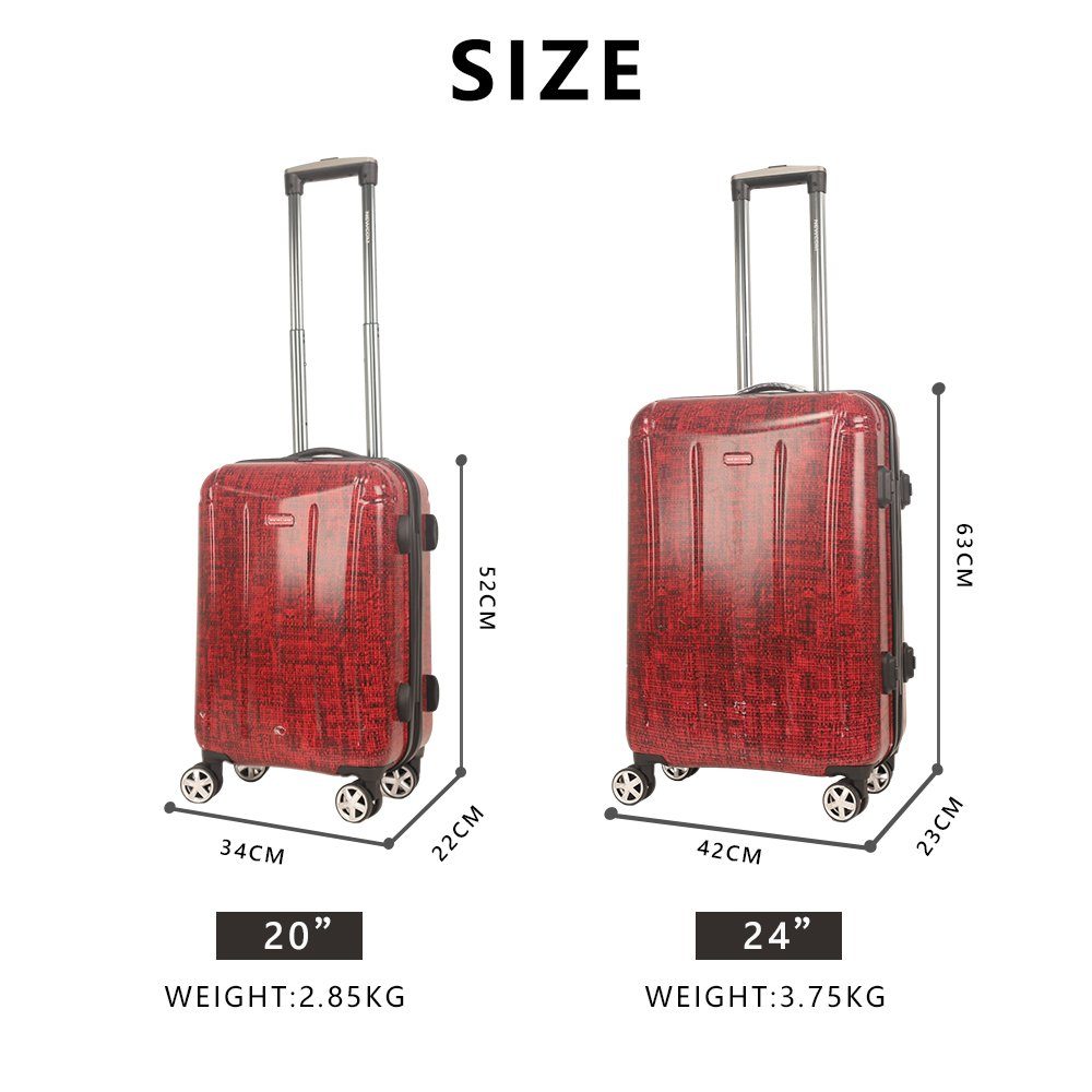 Reisetasche TSA-Schloss leicht,24 rot integrierter Zoll, mit Gepäck, NEWCOM Digitalwaage,
