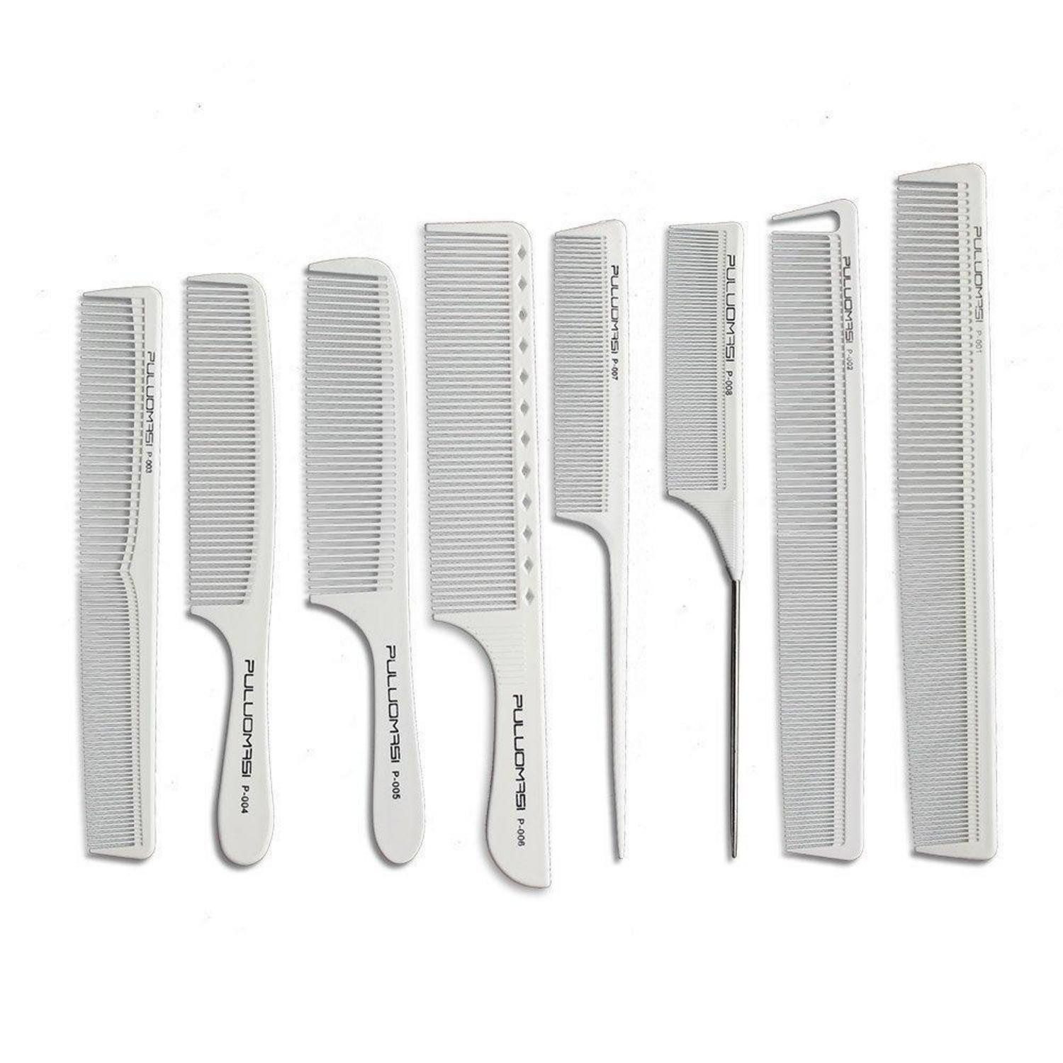 LuxusKollektion Schneidekamm Professioneller weißer hitzebeständiger Carbon Friseur Kamm Set mit 8