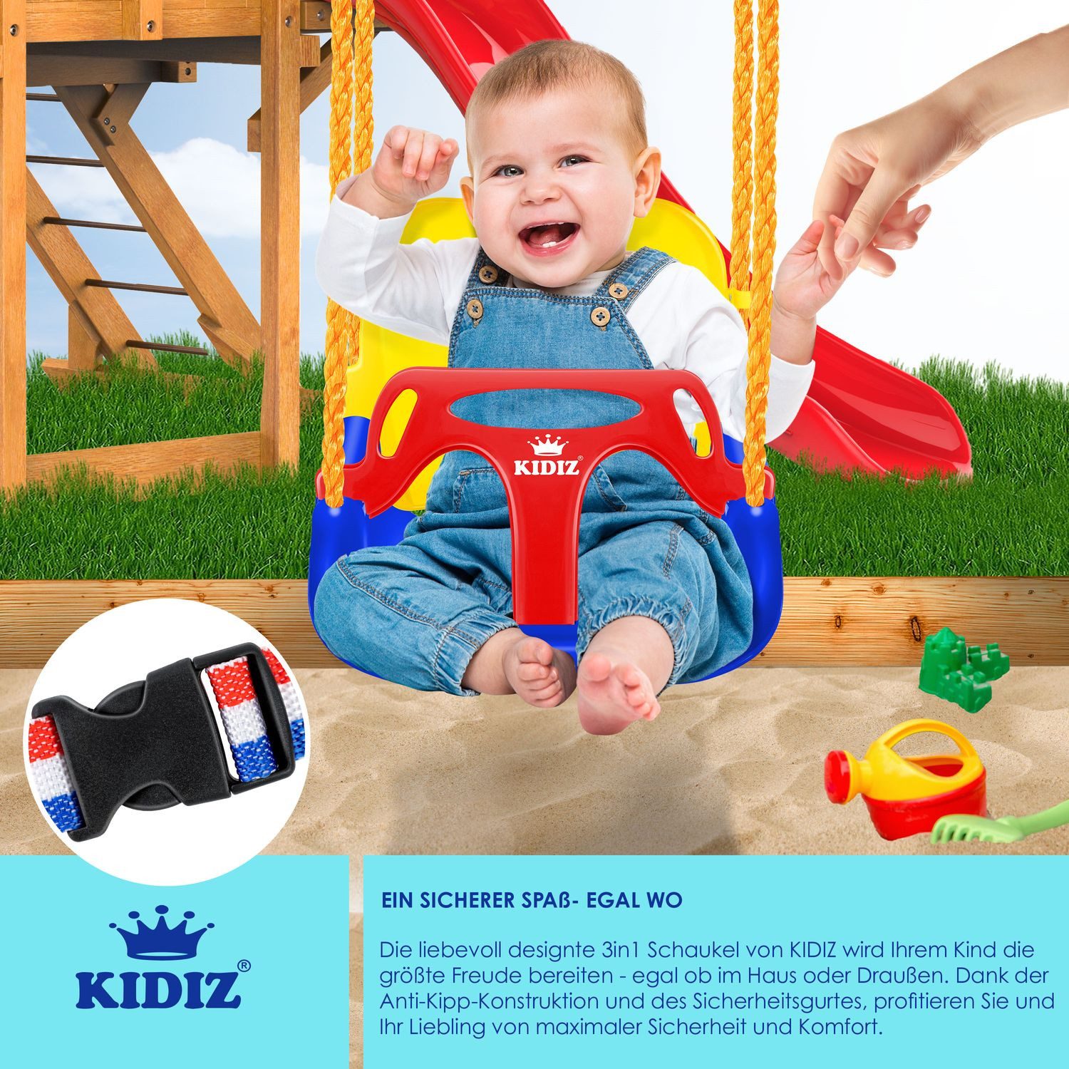 KIDIZ Einzelschaukel, Babyschaukel Kinderschaukel in Babysitz verstellbar