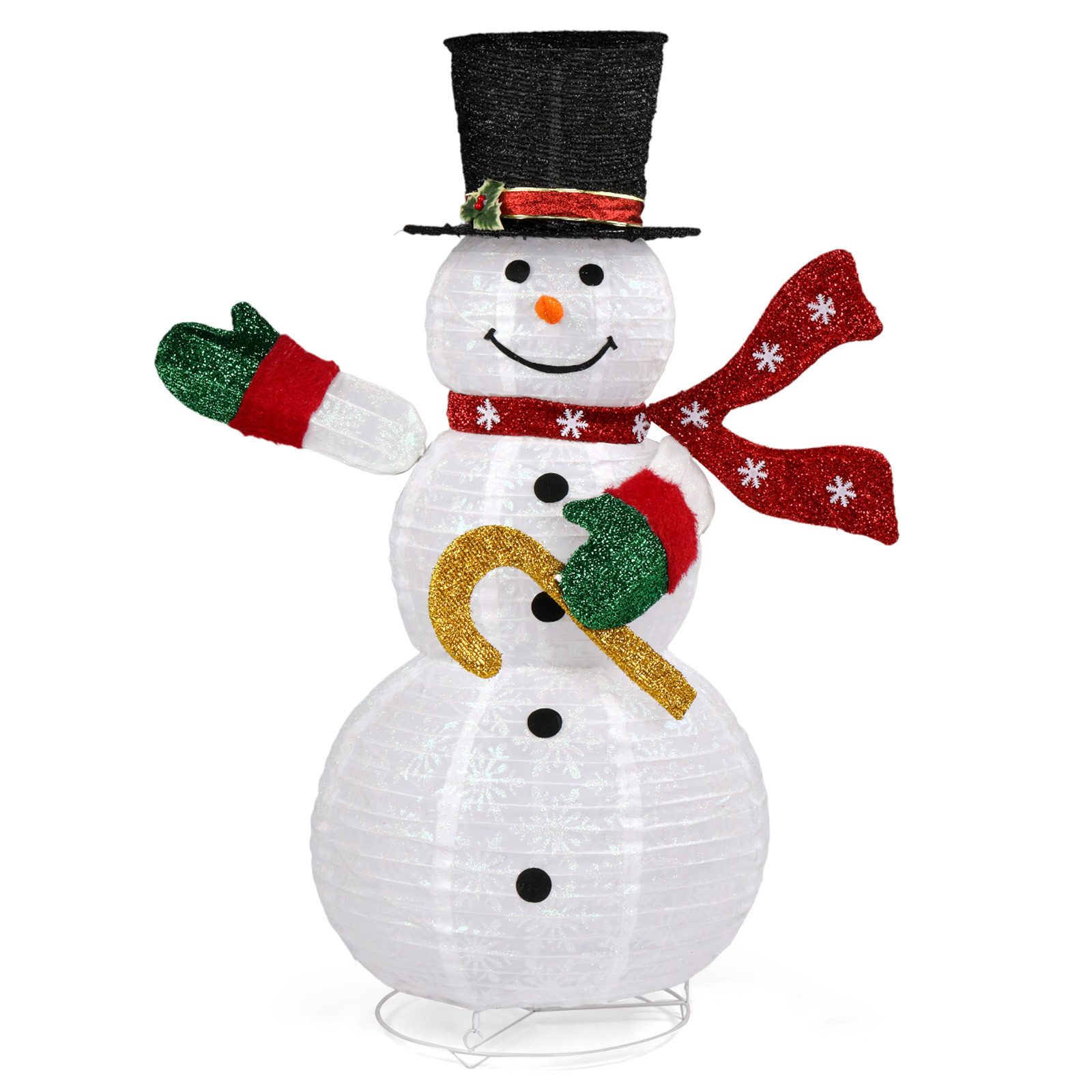 VINGLI LED Dekofigur Beleuchteter Schneemann, Weihnachtsdekoration Innen & Außen, 100 LED fest integriert, Kaltweiß, Schneemann, Höhe ca. 122 cm