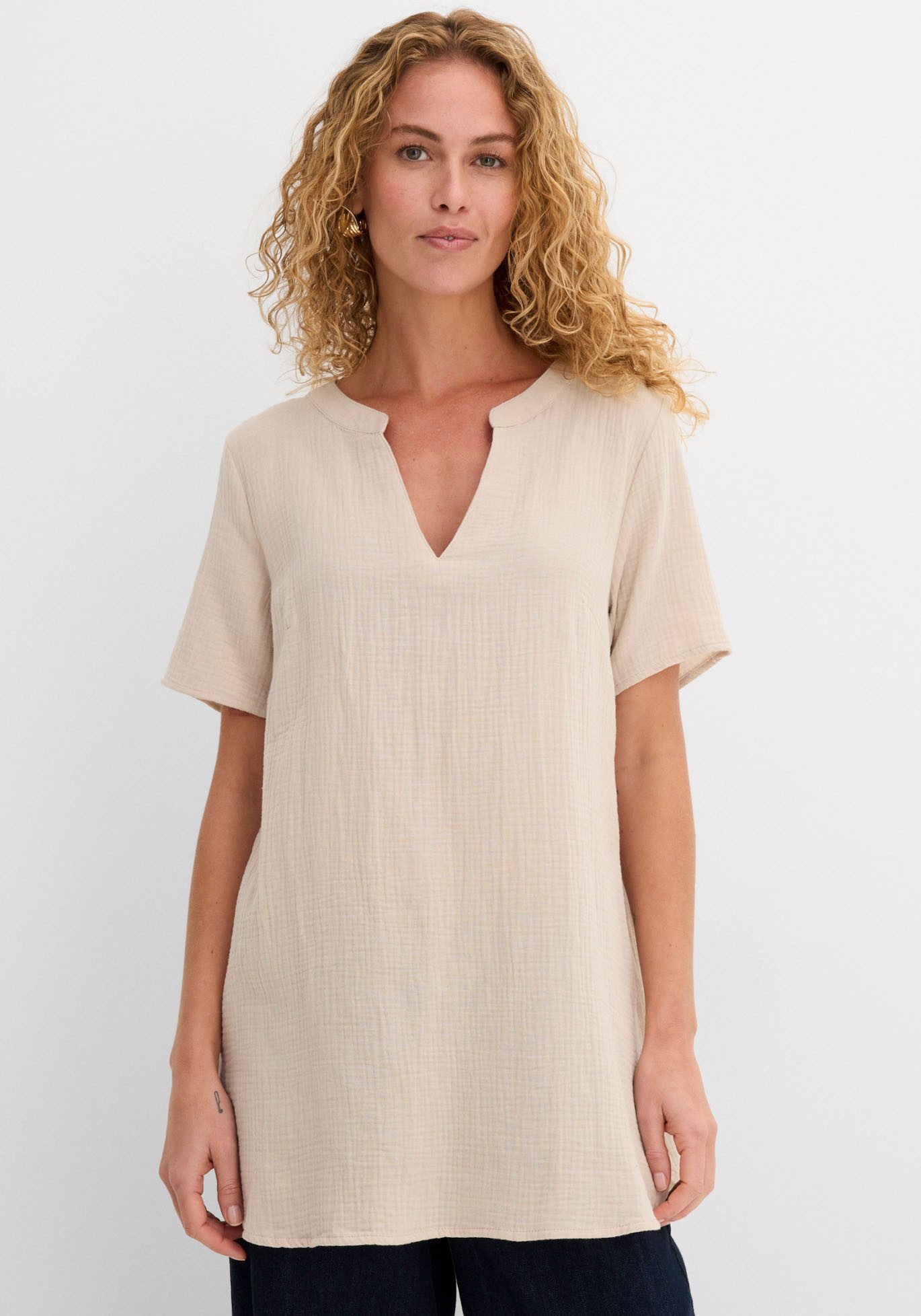 bonprix Longtunika für entspannten Look, Regular Fit, Kurzarm-Design