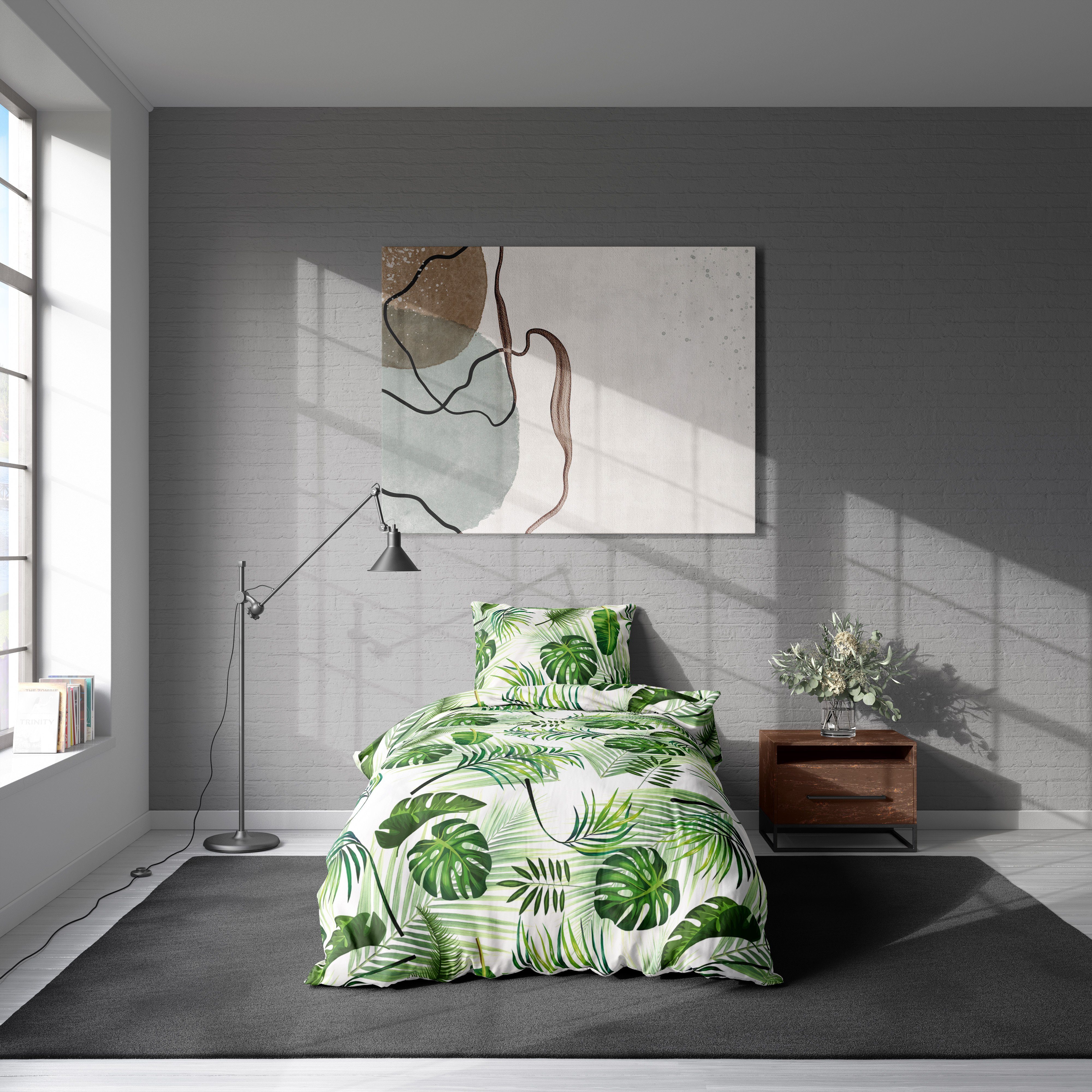 One Home Bettwäsche Tropical, Mikrofaser, 4 teilig, Tropische Blätter günstig online kaufen