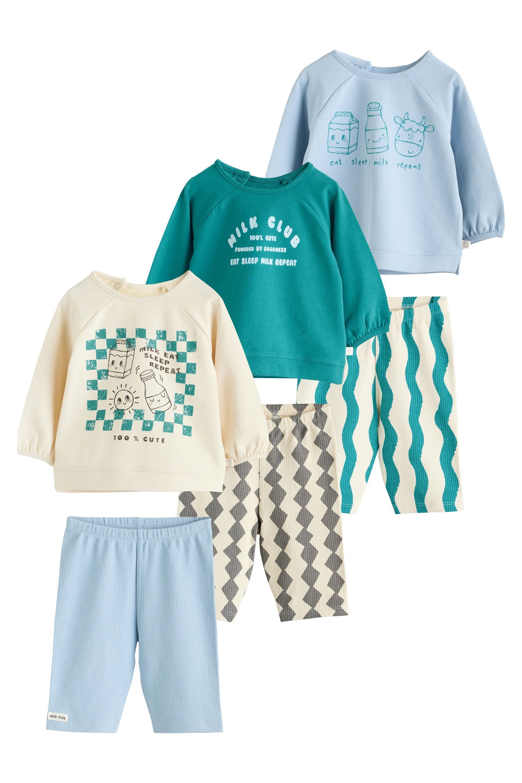 Next Shirt & Leggings Baby-Oberteil & Leggings, 6-teiliges Set (6-tlg)