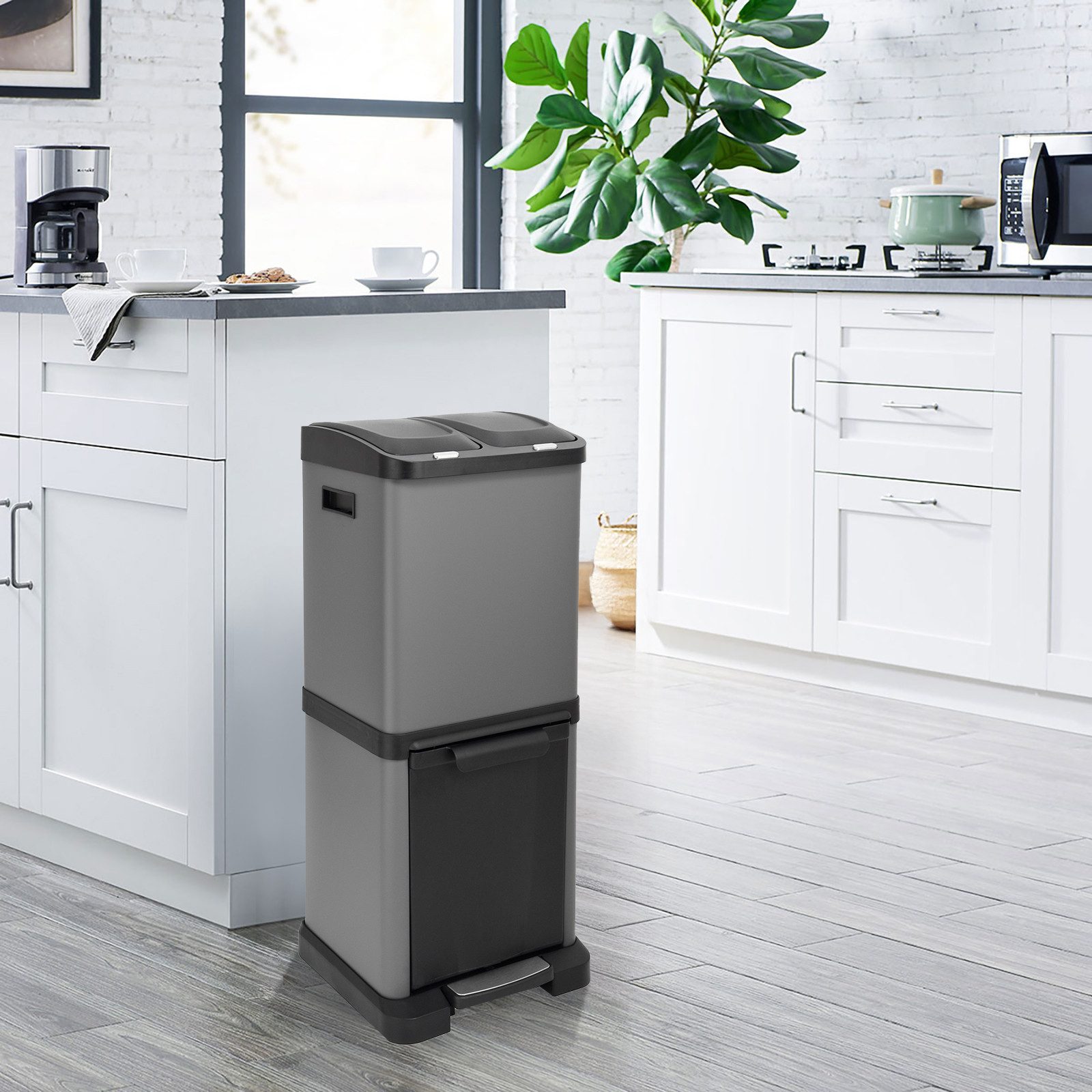 SVITA Mülltrennsystem 3XCombo, 32L Fassungsvermögen, Inneneimer mit Henkel, robust und langlebig