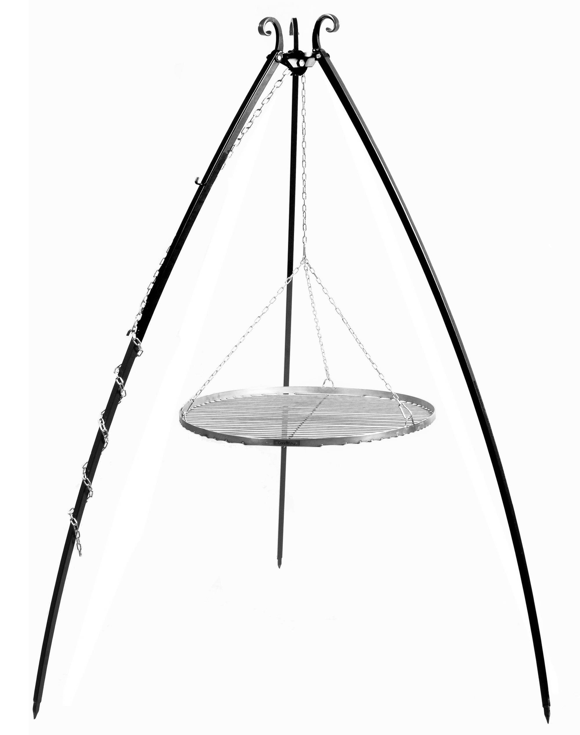 GMD Living Holzkohlegrill STOLP, Schwenkgrill, Dreibeingestell & Grillrost, höhenverstellbarer Rost, faltbares Dreibein