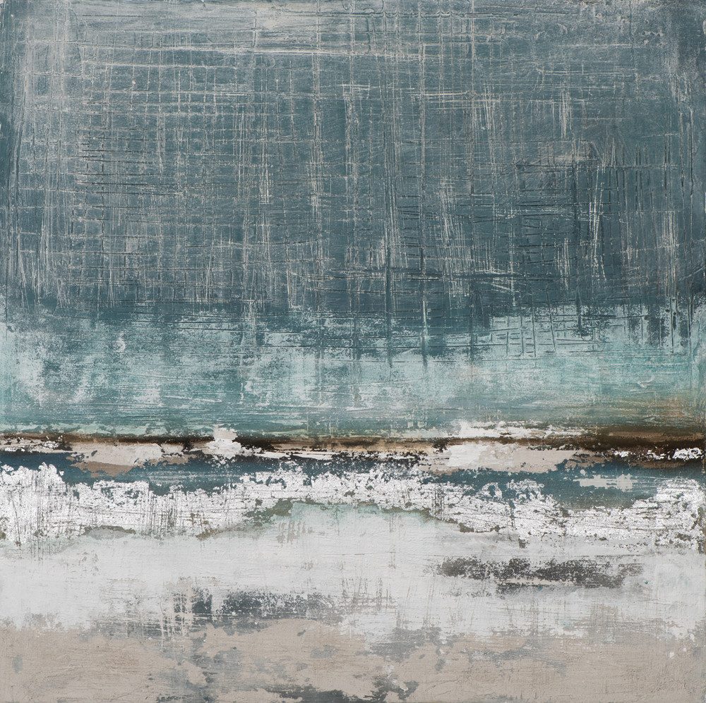 ArtUniverse Gemälde Silberner Horizont I Abstrakt Blau 80 x 80 cm, Abstrakt