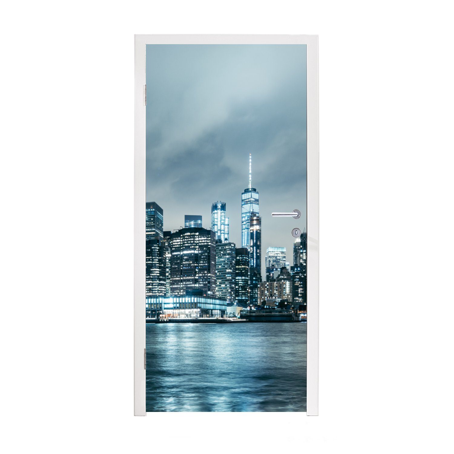 MuchoWow Türtapete New York - Skyline - Winter, Matt, bedruckt, (1 St), Fototapete für Tür, Türaufkleber, 75x205 cm | Türtapeten