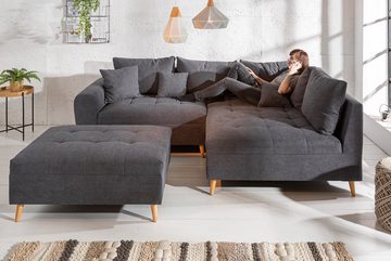 riess-ambiente Ecksofa SCANDINAVIA 250cm anthrazit, 3 Teile, mit Kissen