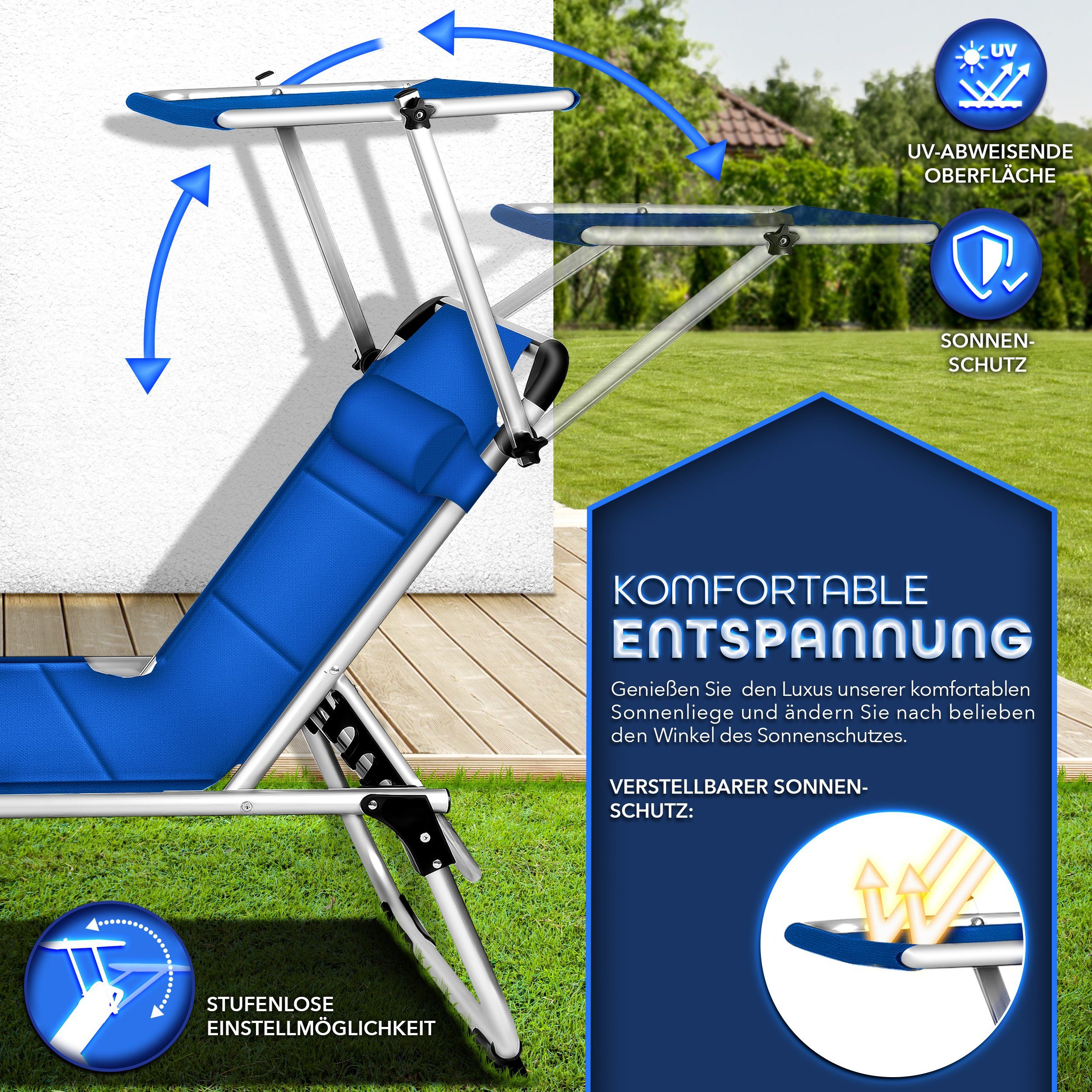 tillvex Gartenliege mit Dach und Kopfkissen günstig online kaufen