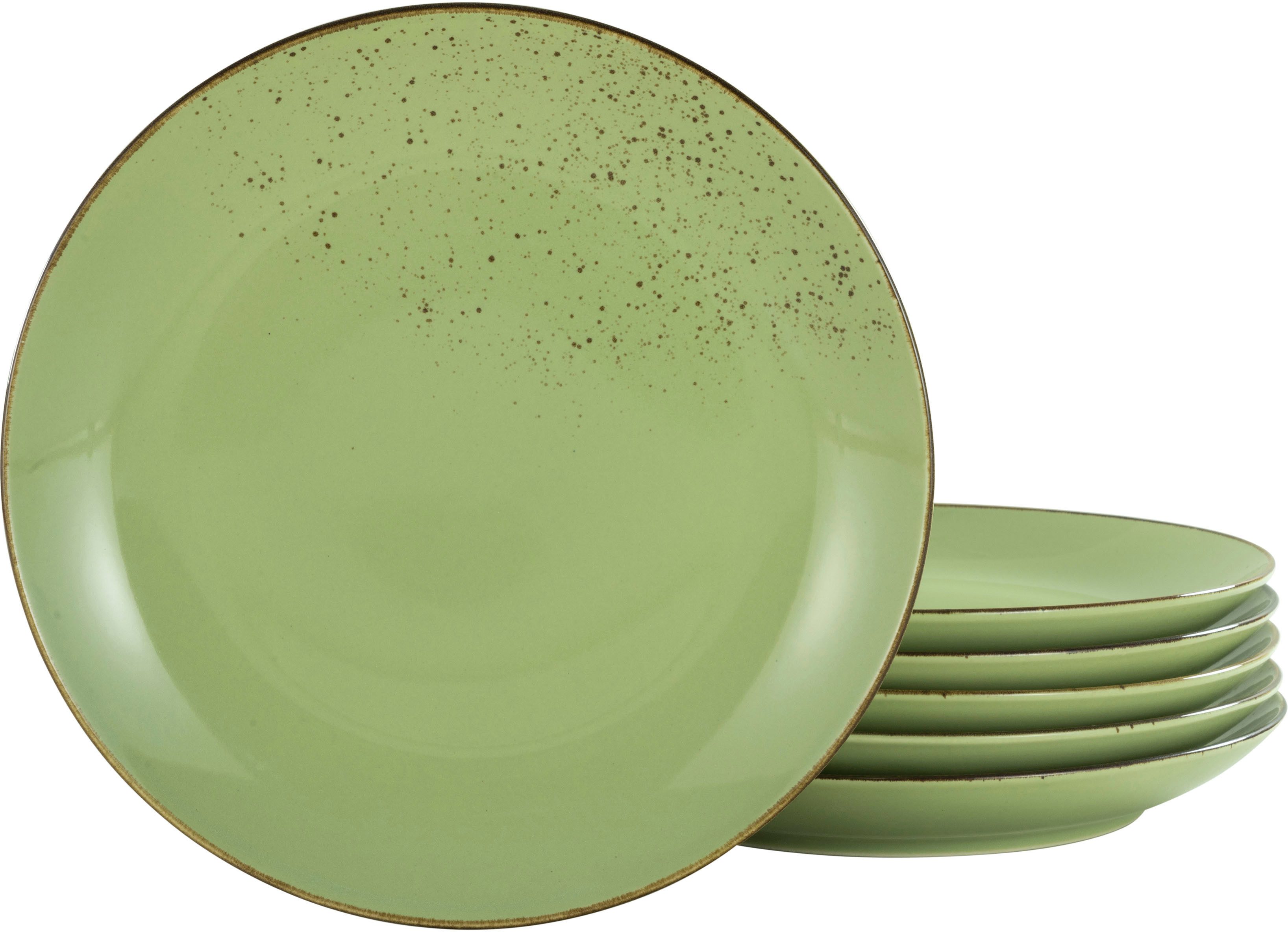 CreaTable Dessertteller Essteller NATURE COLLECTION, (6 St), Teller Set für 6 Personen, Ø 21 cm, Steinzeug