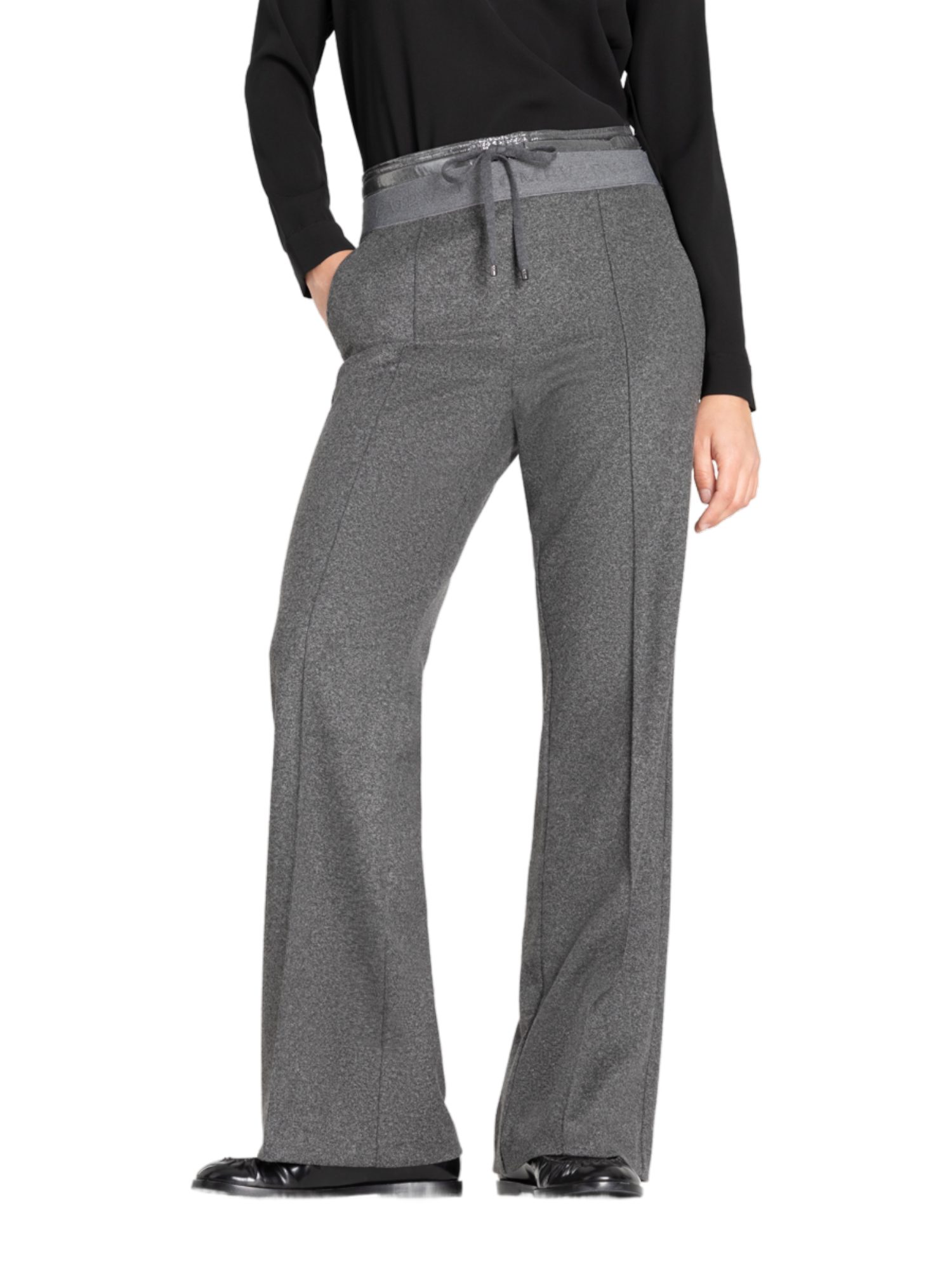 Cambio Stoffhose grau,Casual,Viskose,Meliert,Wide Leg,Hoch