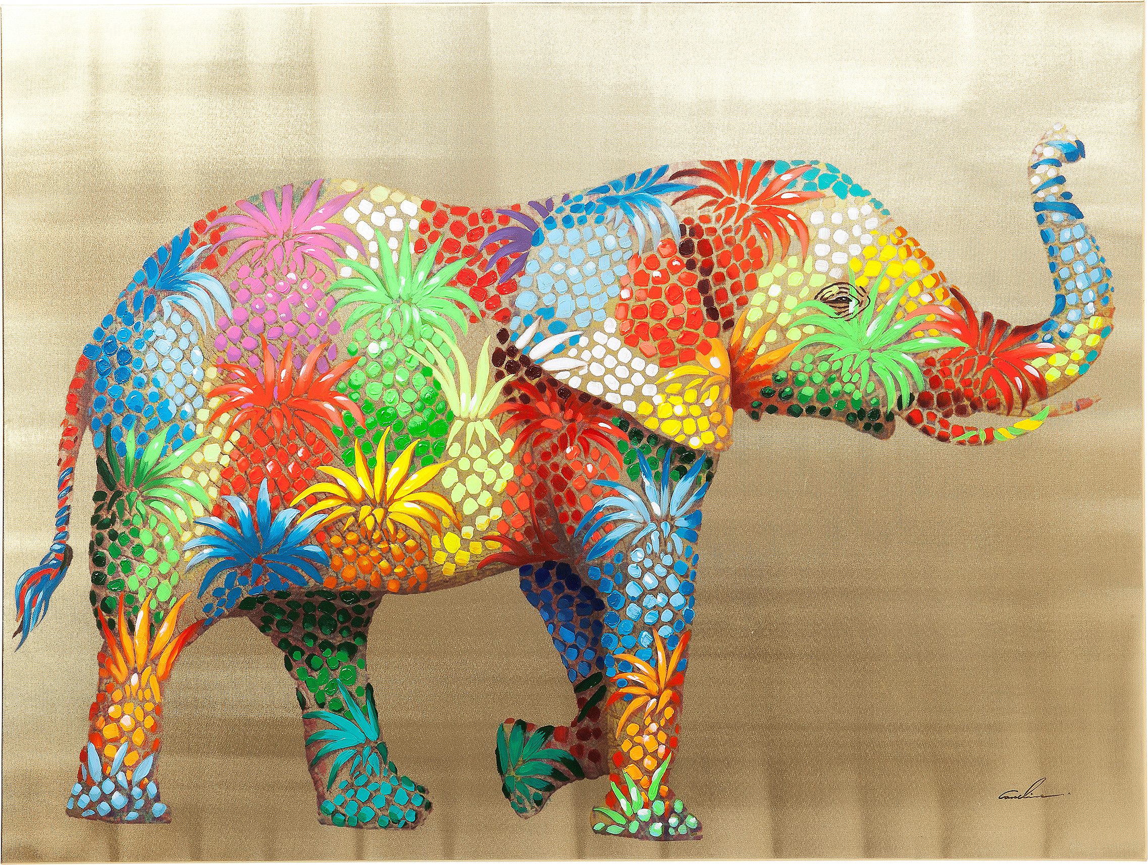 Kare Design Leinwandbild Flower Elefant 50x40cm