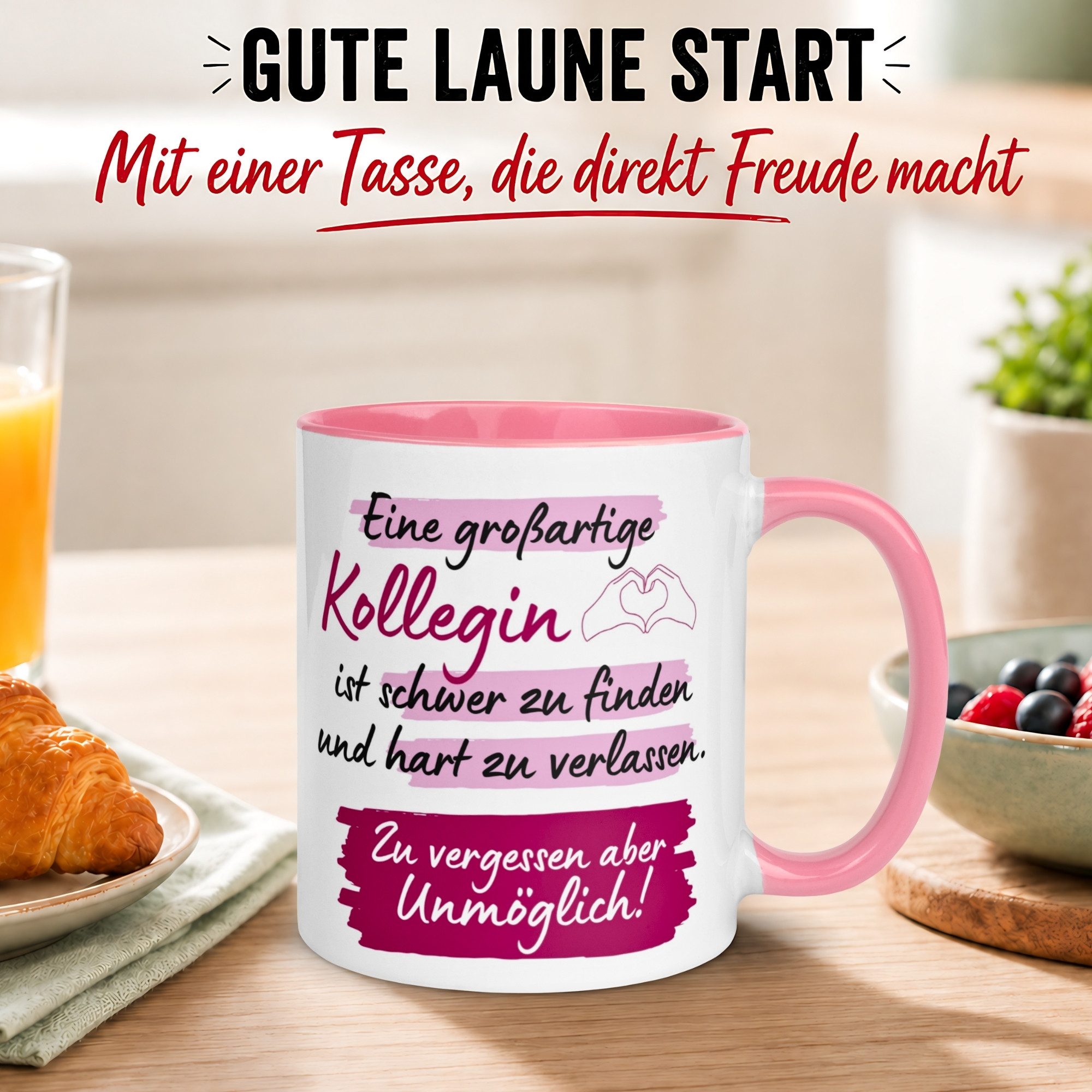 Momentals Tasse Kollegin – „Eine großartige Kollegin ist schwer zu finden“ – Abschied, Gratis Versand · Links-&Rechtshänder · Spülmaschinenfest