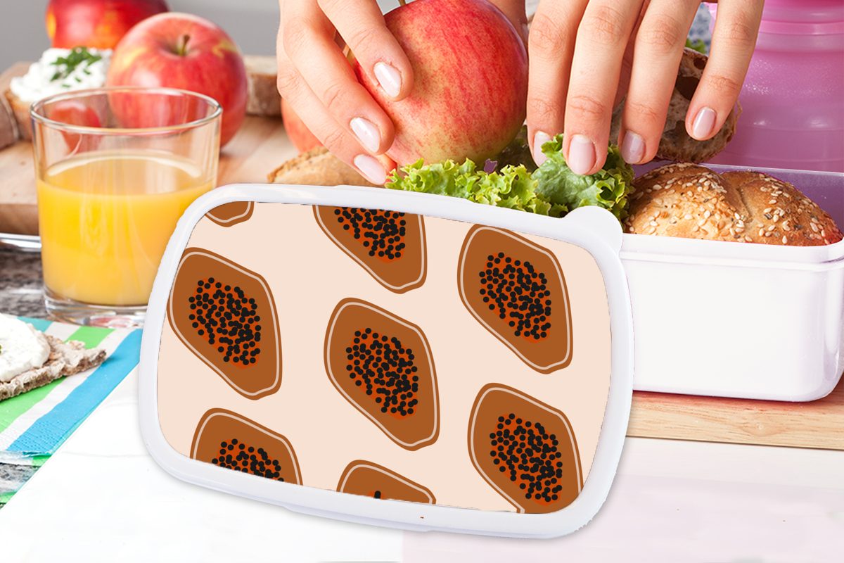 MuchoWow Lunchbox Sommer - Kunststoff, Mädchen und Kinder Erwachsene, Brotdose, weiß - Jungs (2-tlg), für Brotbox Pastell, für und Avocados