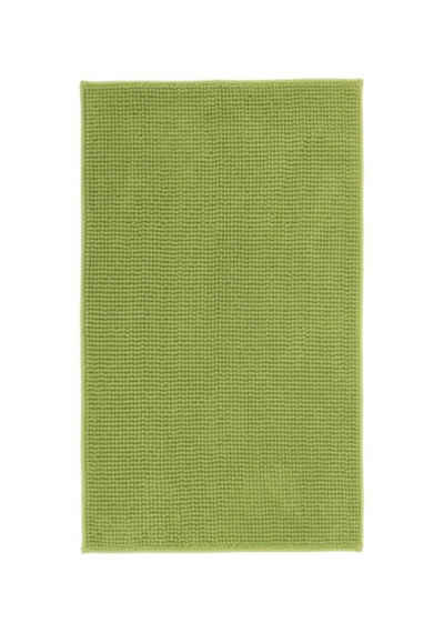 Badematte CHENILLE, Apfelgrün, 70 x 50 cm, Uni, Höhe 15.0 mm, rutschhemmend beschichtet, fußbodenheizungsgeeignet, Polyester, rechteckig