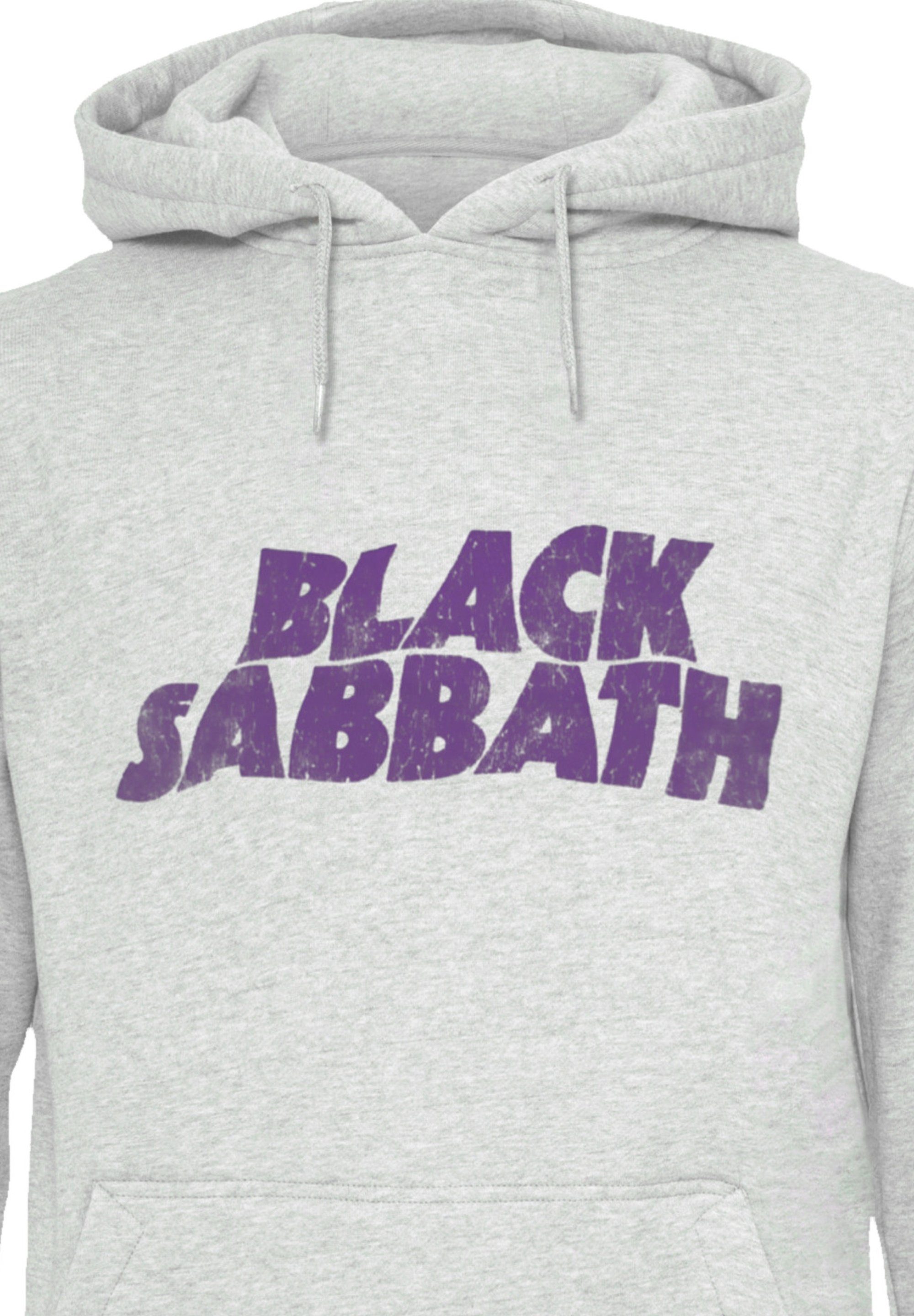 Rock heather F4NT4STIC Kapuzenpullover Band Musik Warm, grey Hoodie, Bequem Sabbath Logo Distressed Wavy