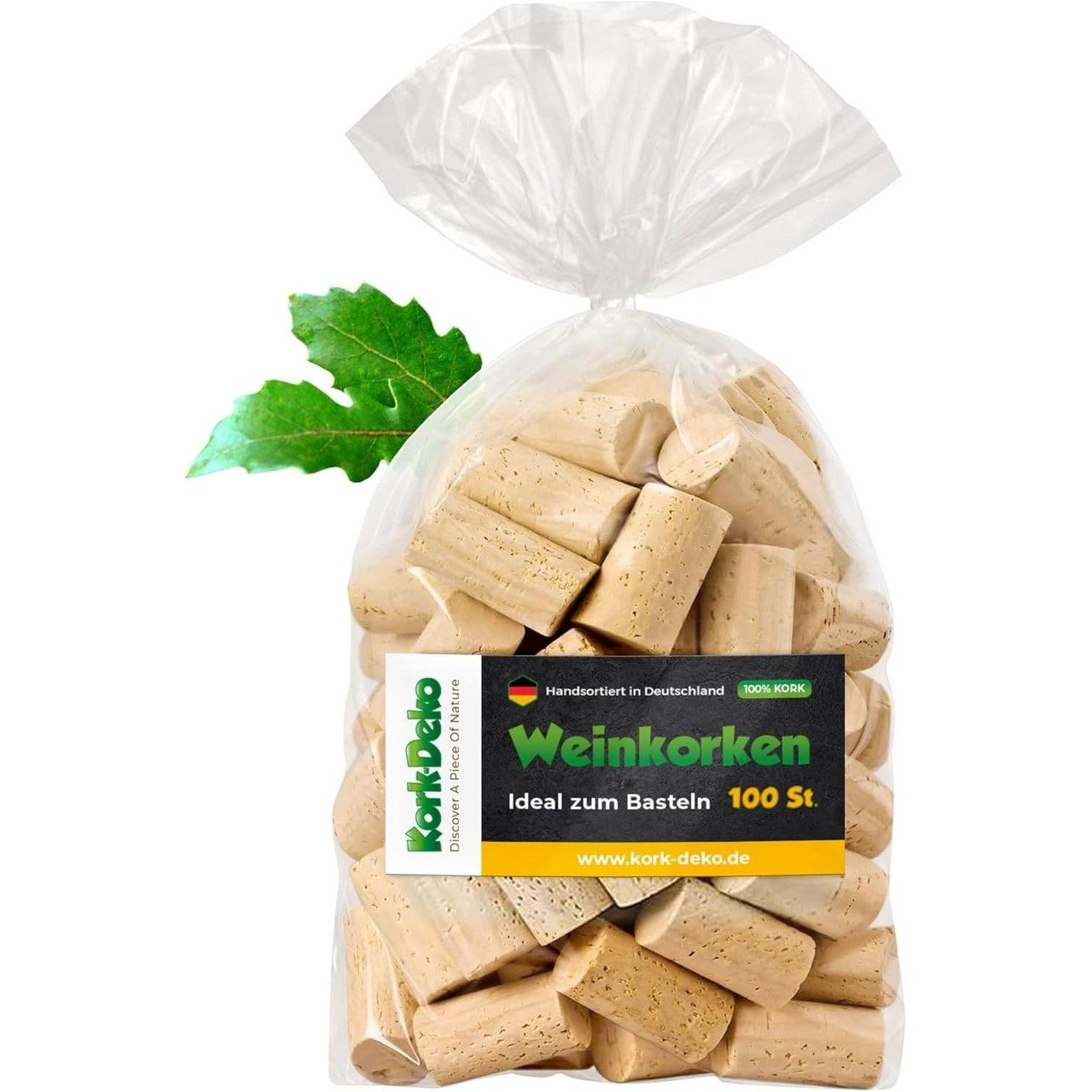 Kork-Deko.de Bastelnaturmaterial Neue Weinkorken, 100 Stück, Kork zum Basteln