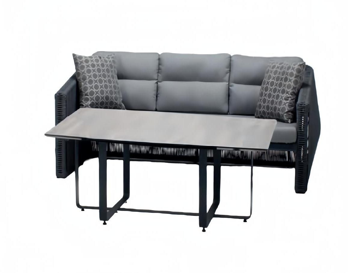 Xlmoebel Gartenliege Luxuriöses Rattan Sofa mit passendem Couchtisch in modernem Design, 2tlg Set(Sofa 3 Sitzer+Couchtisch), Hergestellt in Europa