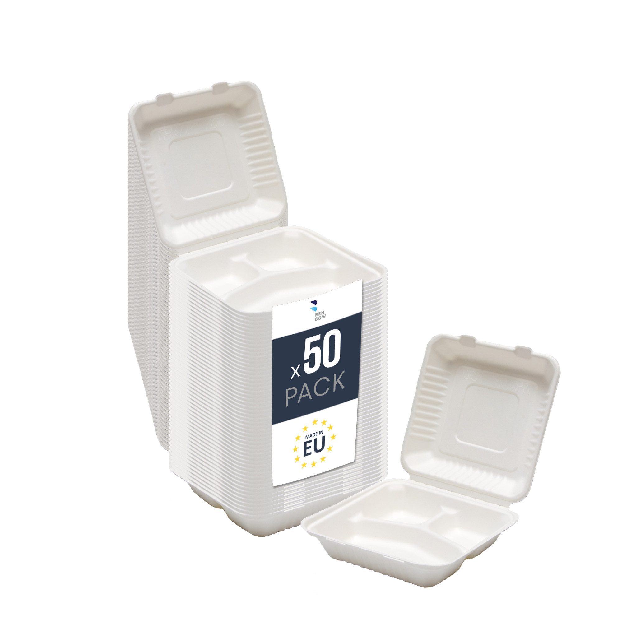 BENBOW Lunchbox Benbow Menüschale aus Zuckerrohr – Nachhaltig, Biologisch Abbaubar, Zuckerrohr, (50-tlg), Menüschale aus Zuckerrohr x50