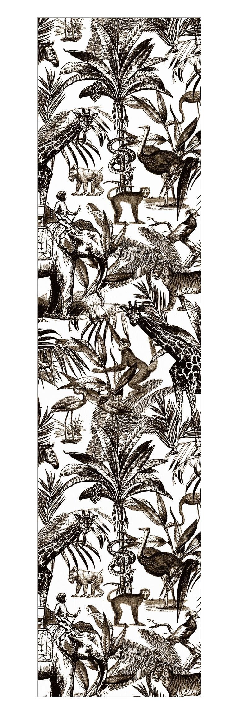 Bilderdepot24 Schiebegardine Flächenvorhang blickdicht Elefante Giraffe Zebra Tiger (1 St), halbtransparent, Wohnzimmer große Flächengardine lichtdurchlässig als Klemm-System