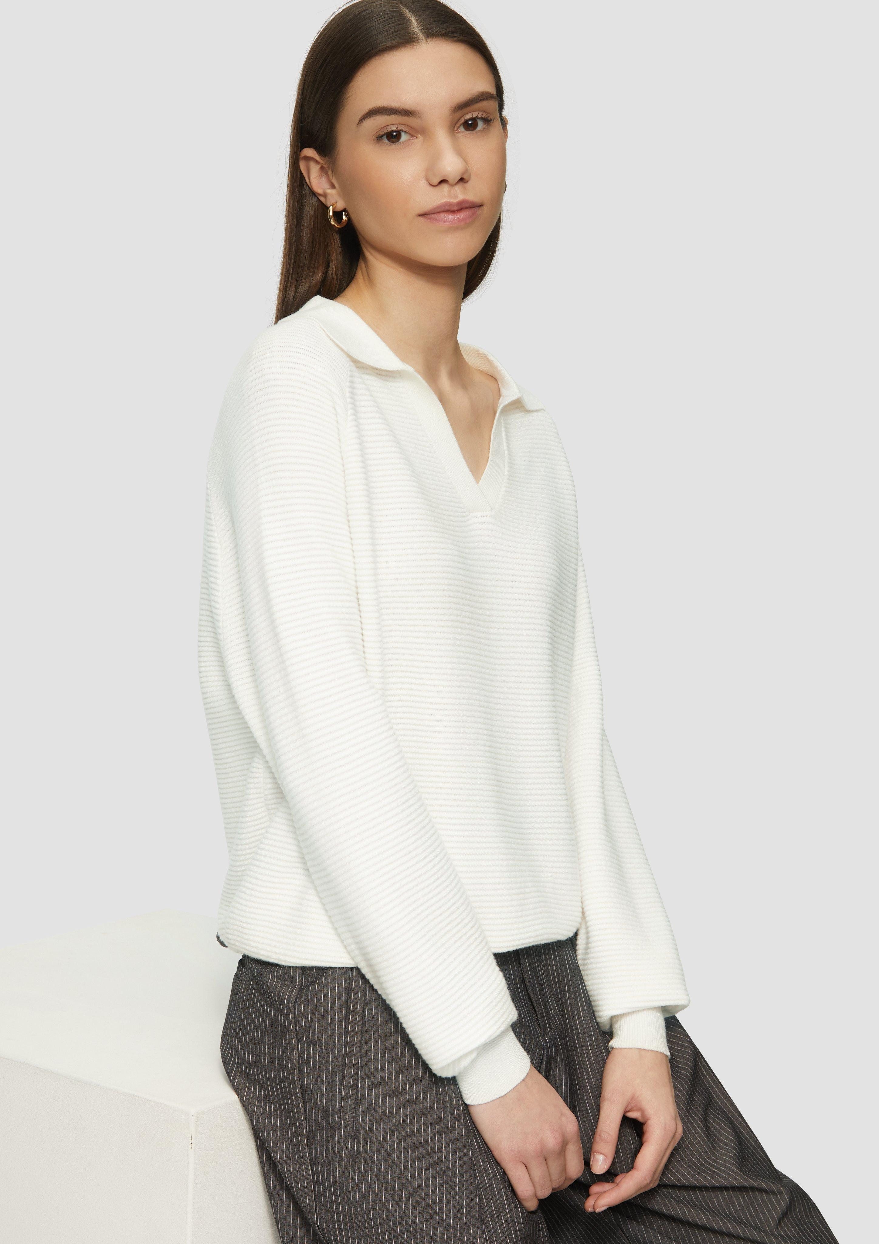 QS Strickpullover Strukturierter Pullover mit Polokragen günstig online kaufen