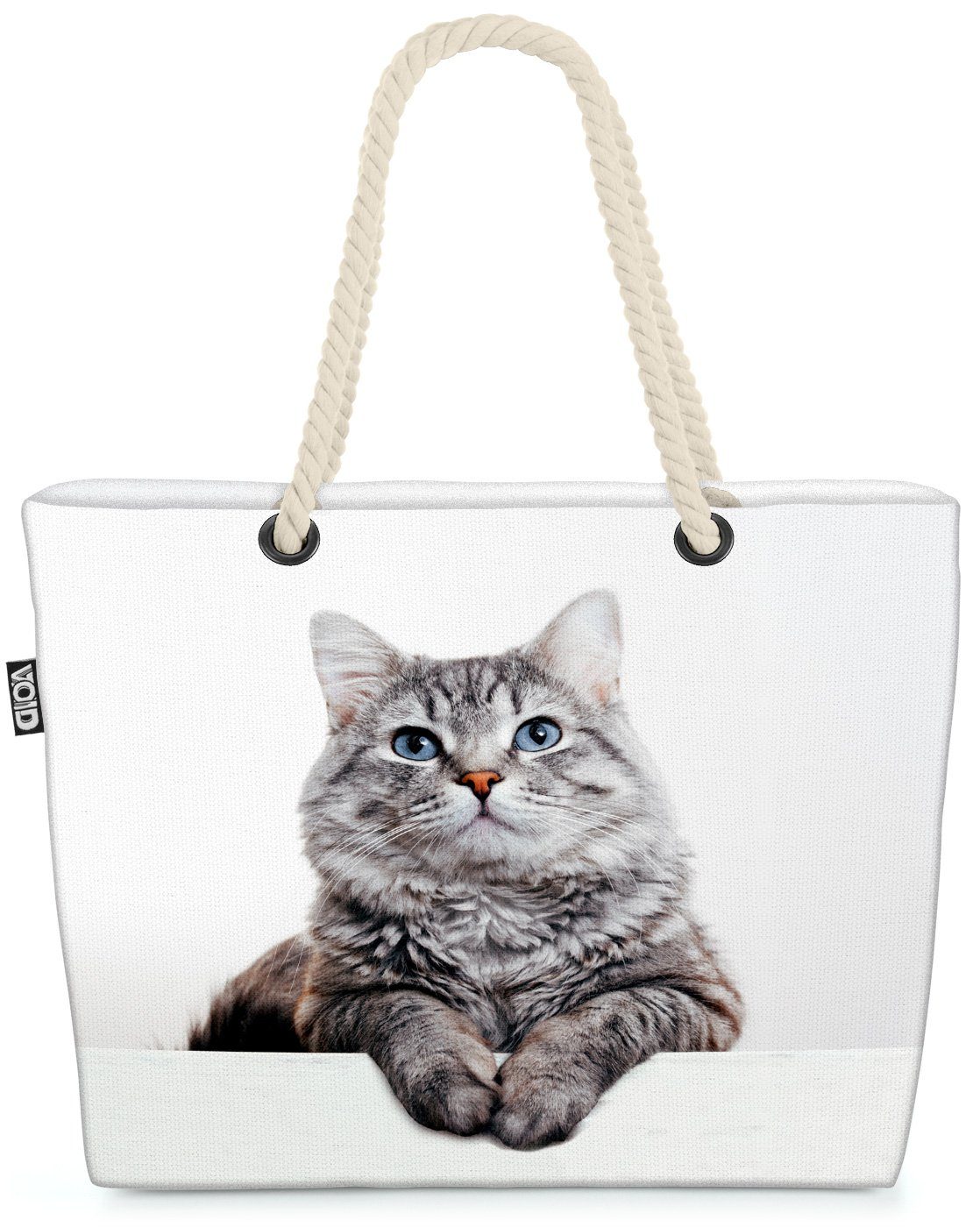 Beach Kätzchen VOID (1-tlg), Katze Bag Katze getigert Cat Strandtasche Graue Tier Haustier Kartäuser